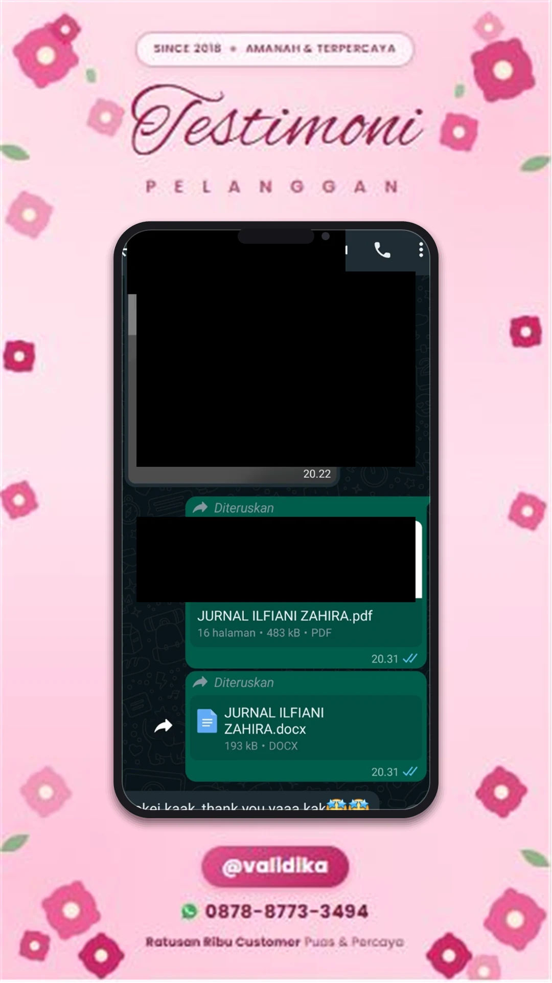 Bukti testimoni pelanggan