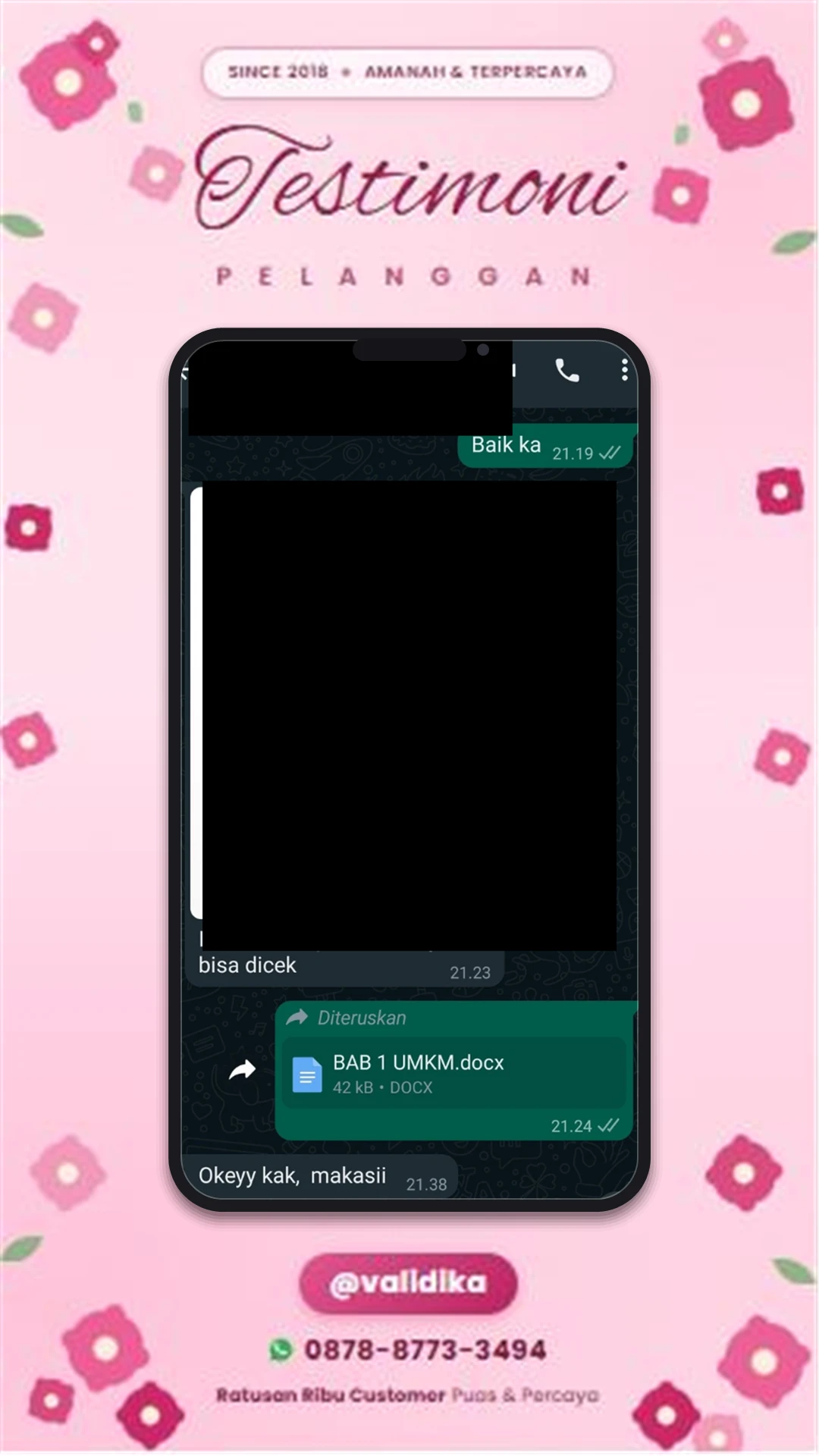 Bukti testimoni pelanggan