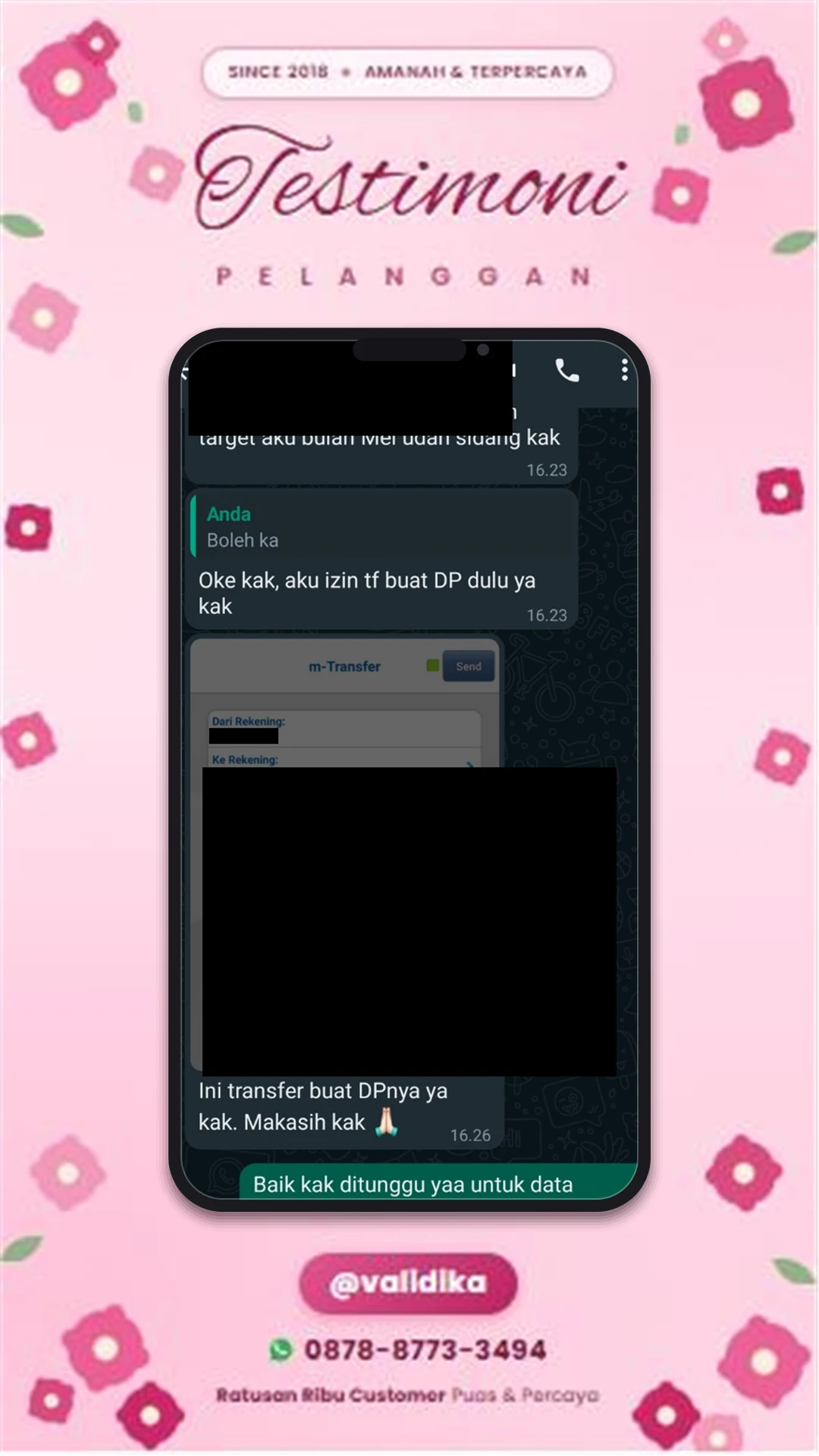 Bukti testimoni pelanggan