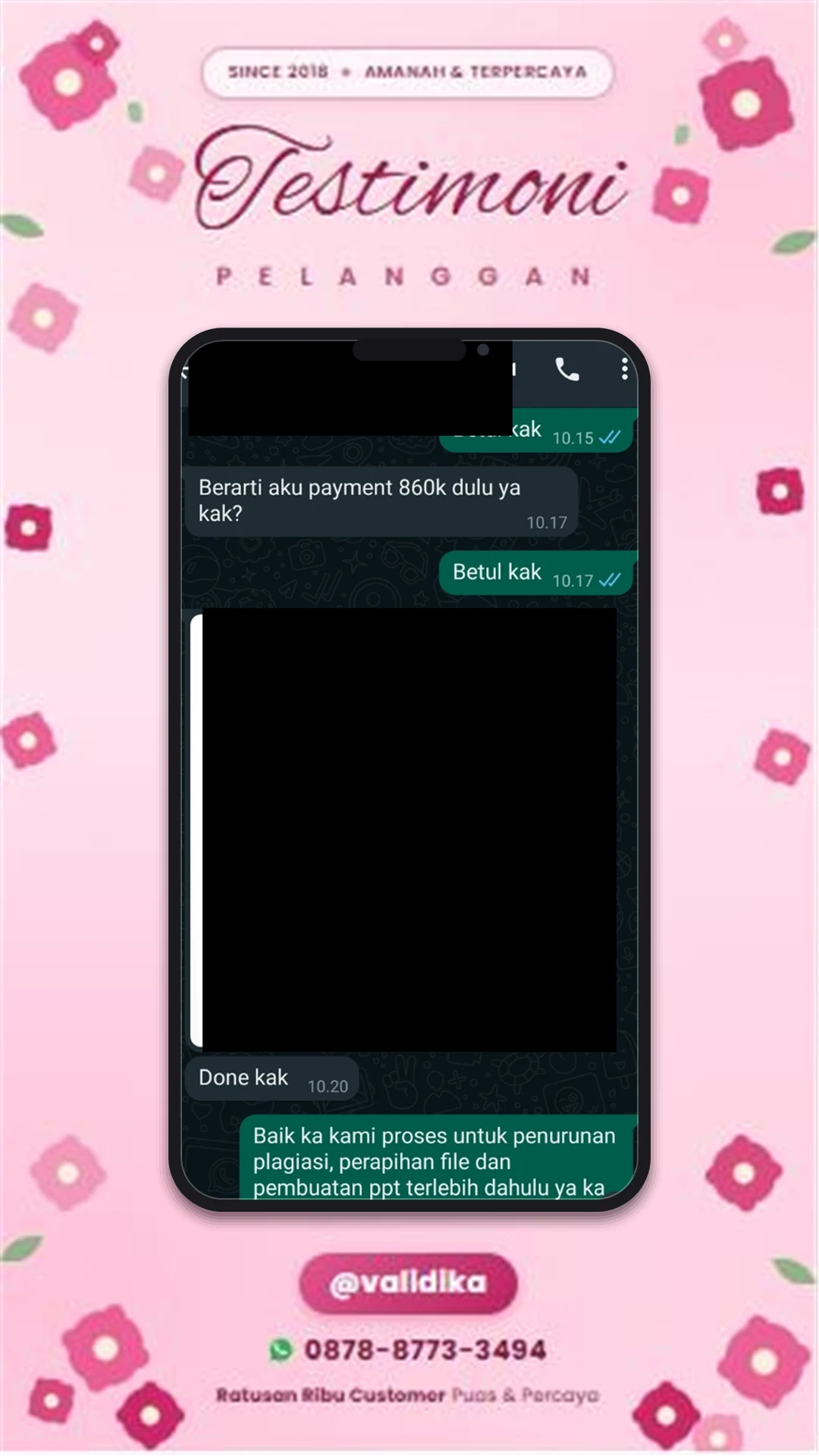 Bukti testimoni pelanggan