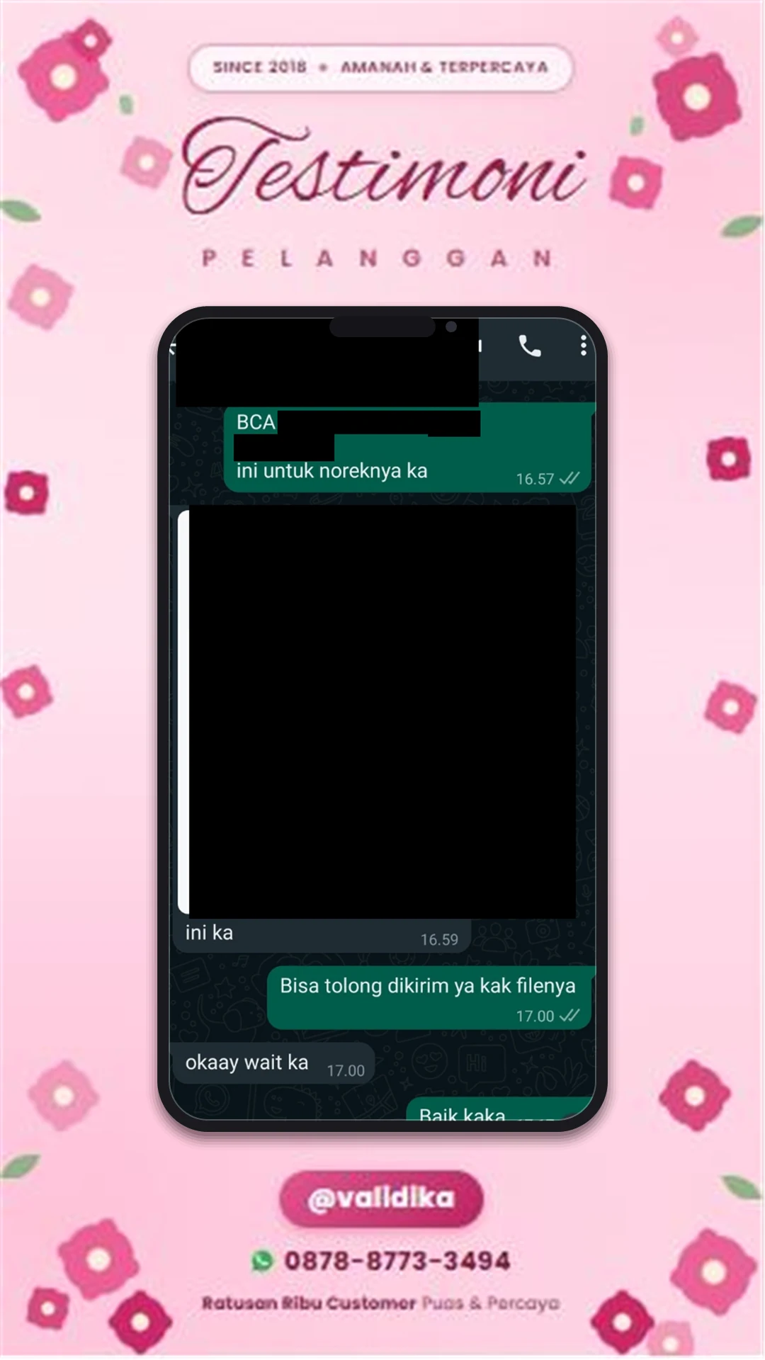 Bukti testimoni pelanggan