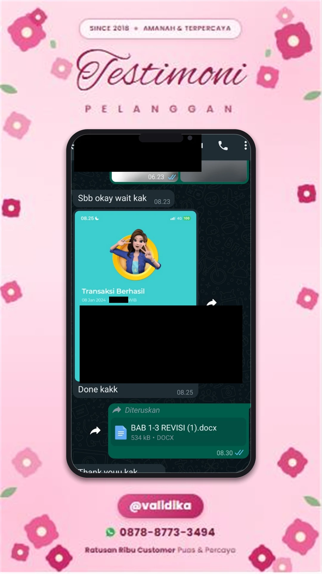 Bukti testimoni pelanggan