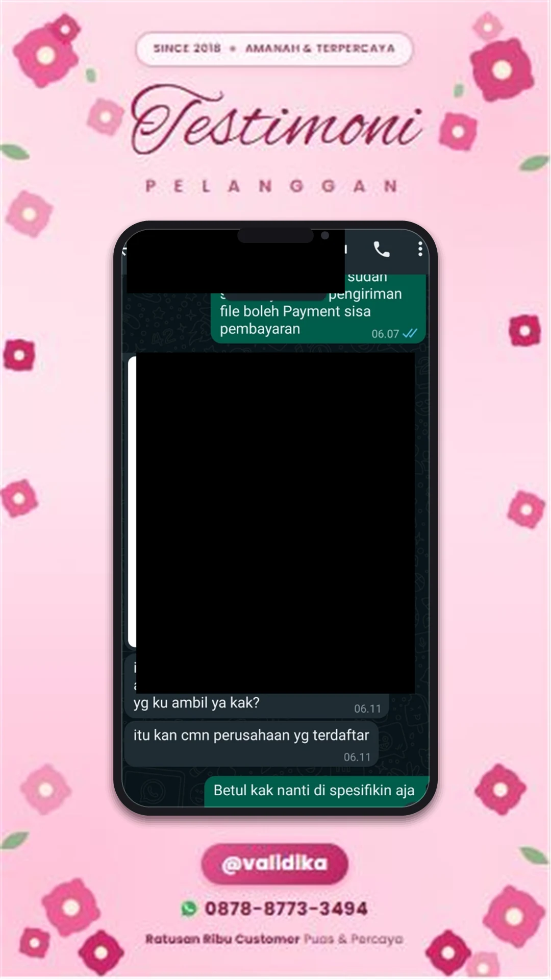 Bukti testimoni pelanggan