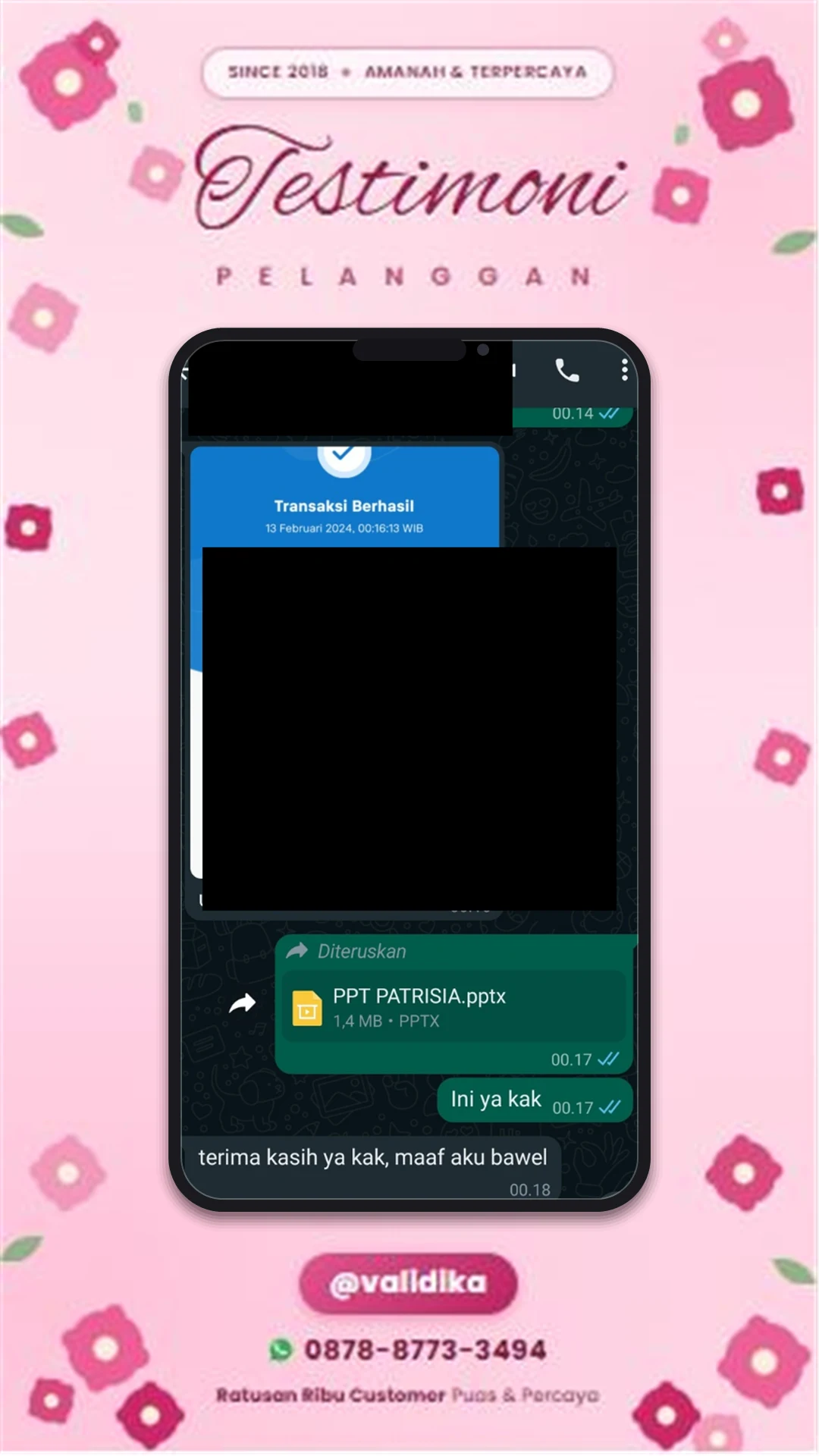 Bukti testimoni pelanggan