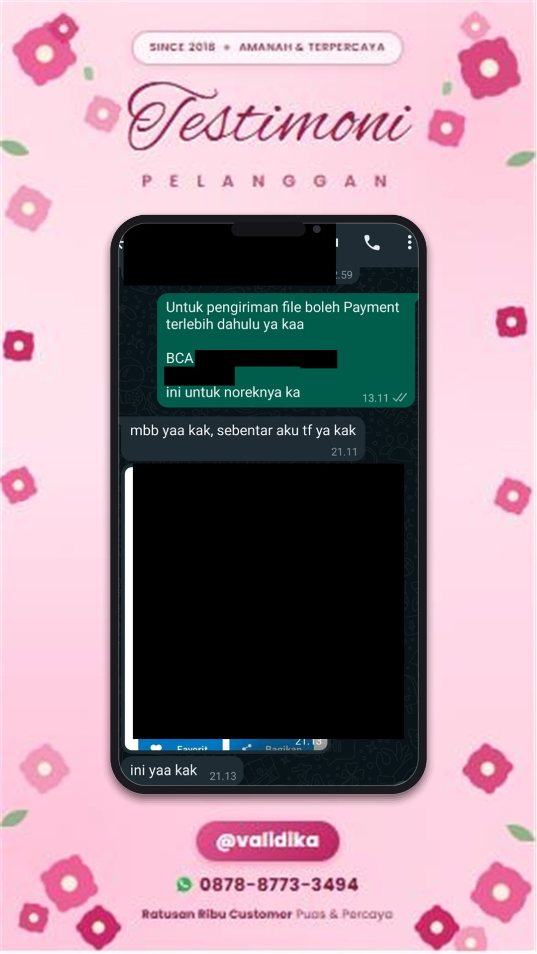 Bukti testimoni pelanggan