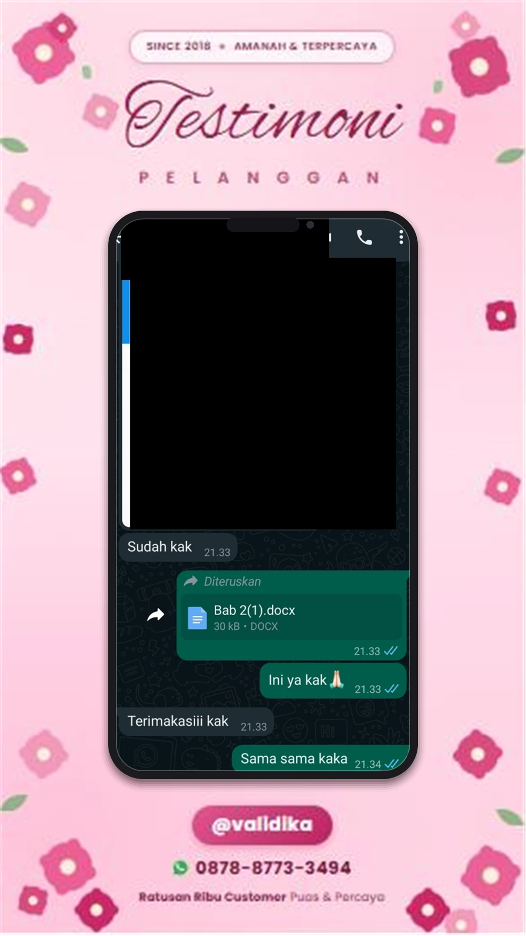 Bukti testimoni pelanggan