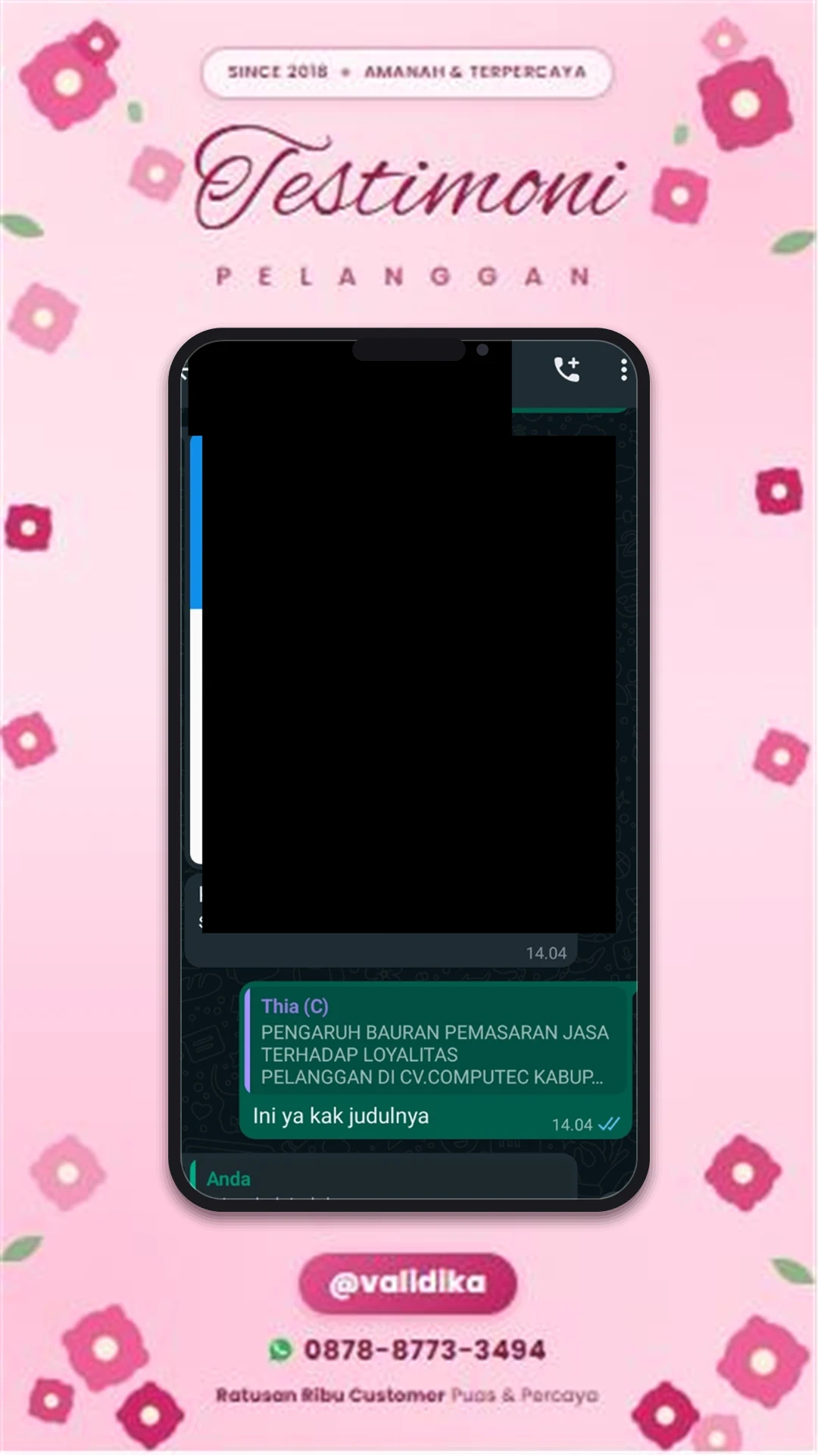 Bukti testimoni pelanggan