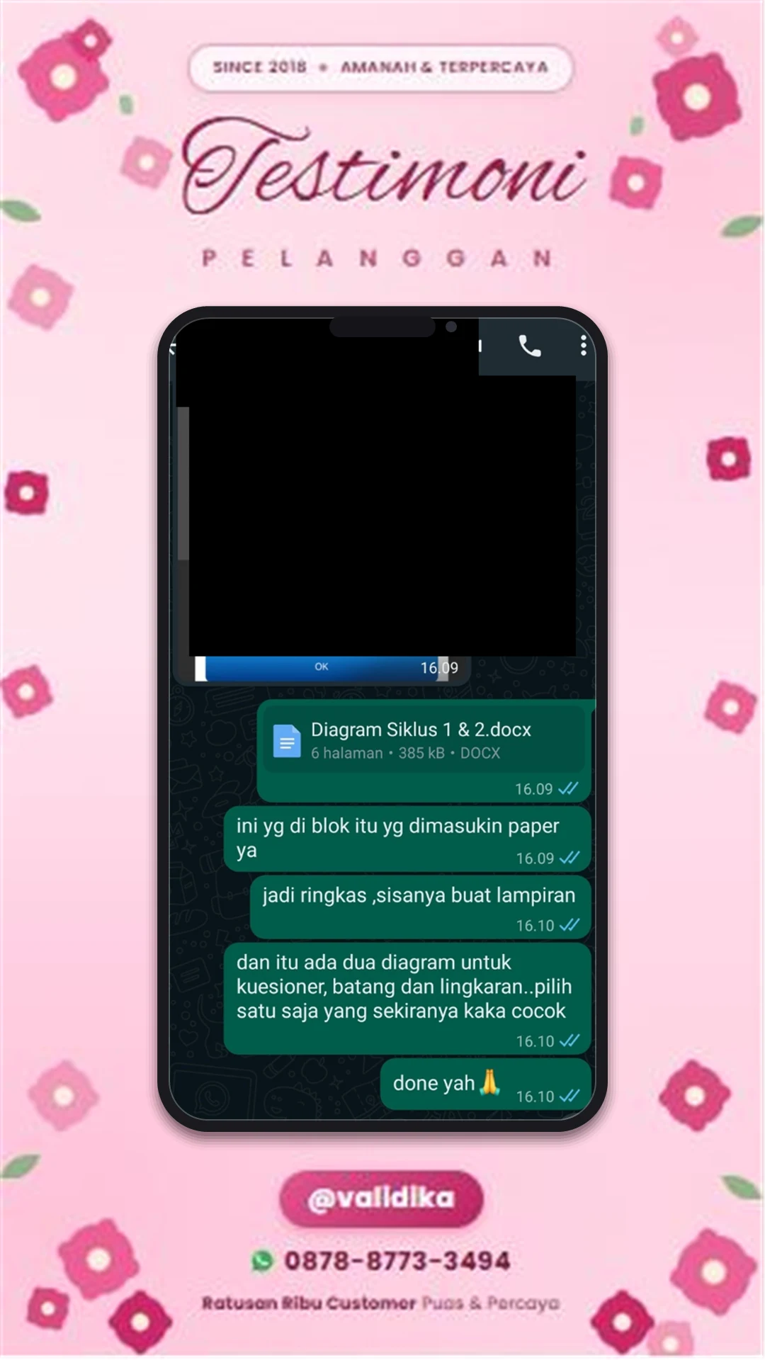 Bukti testimoni pelanggan