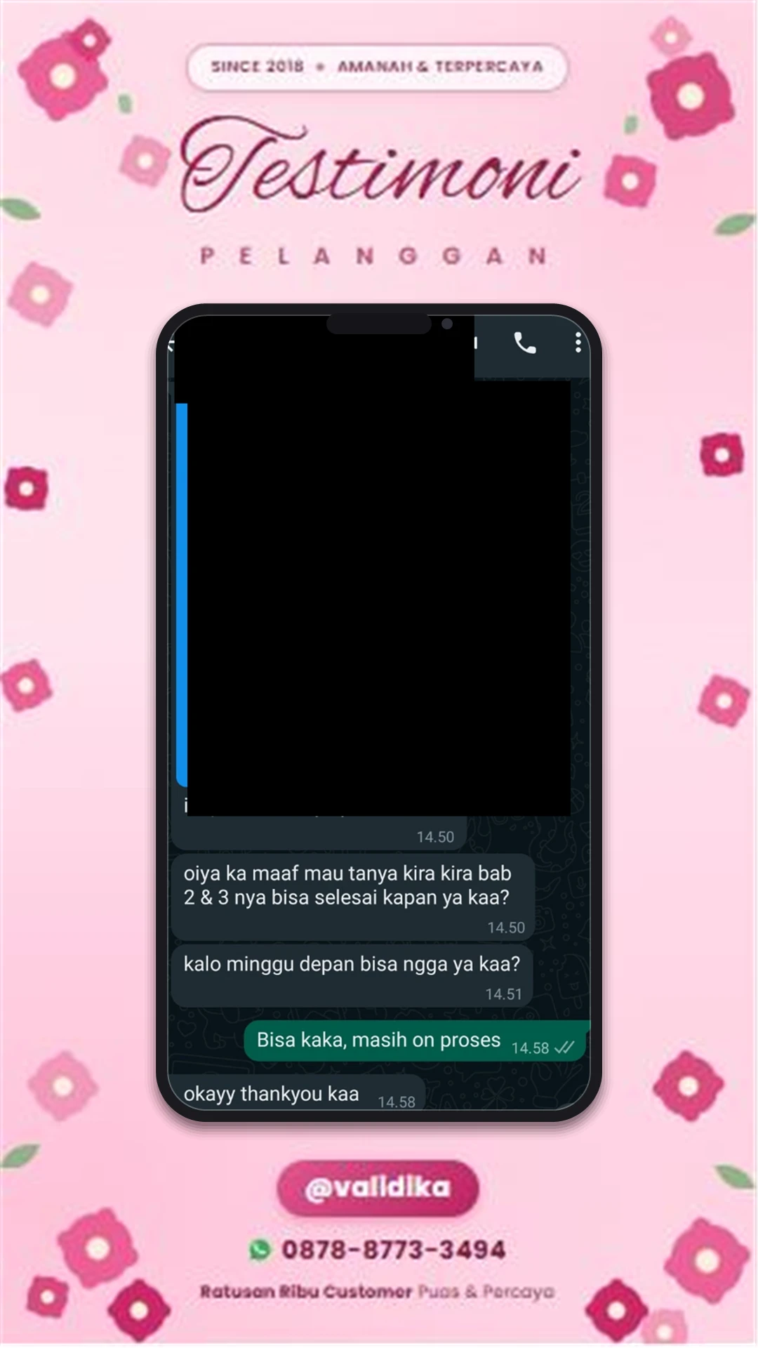 Bukti testimoni pelanggan