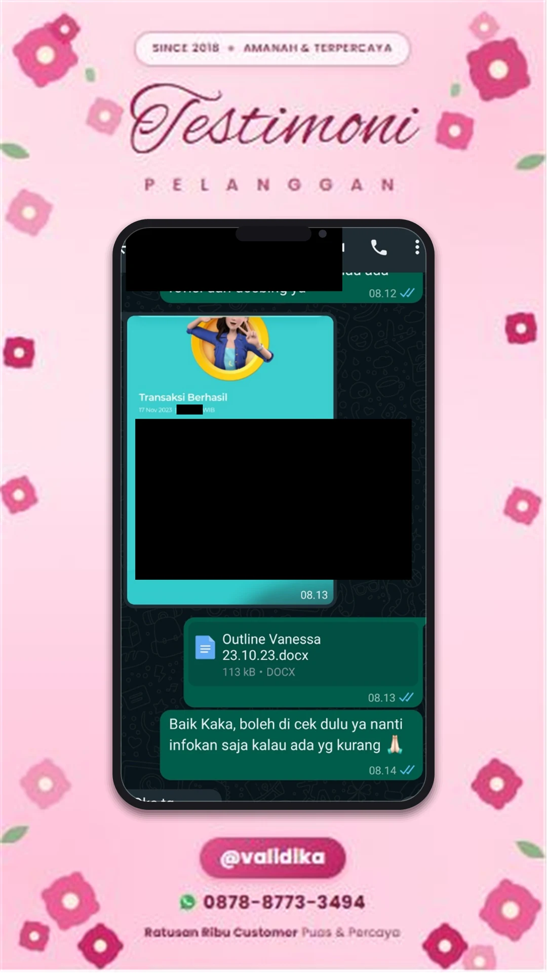 Bukti testimoni pelanggan