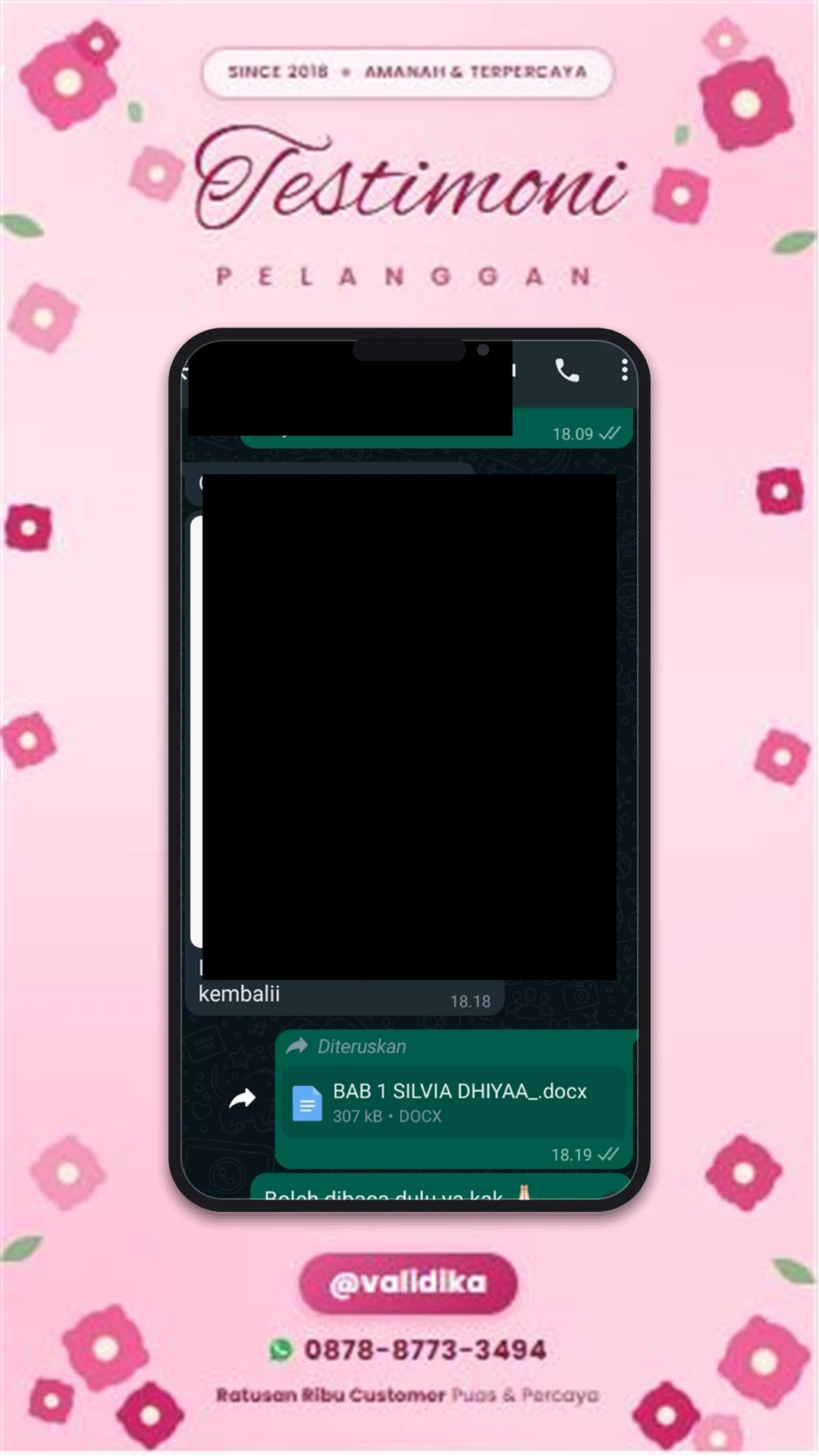 Bukti testimoni pelanggan