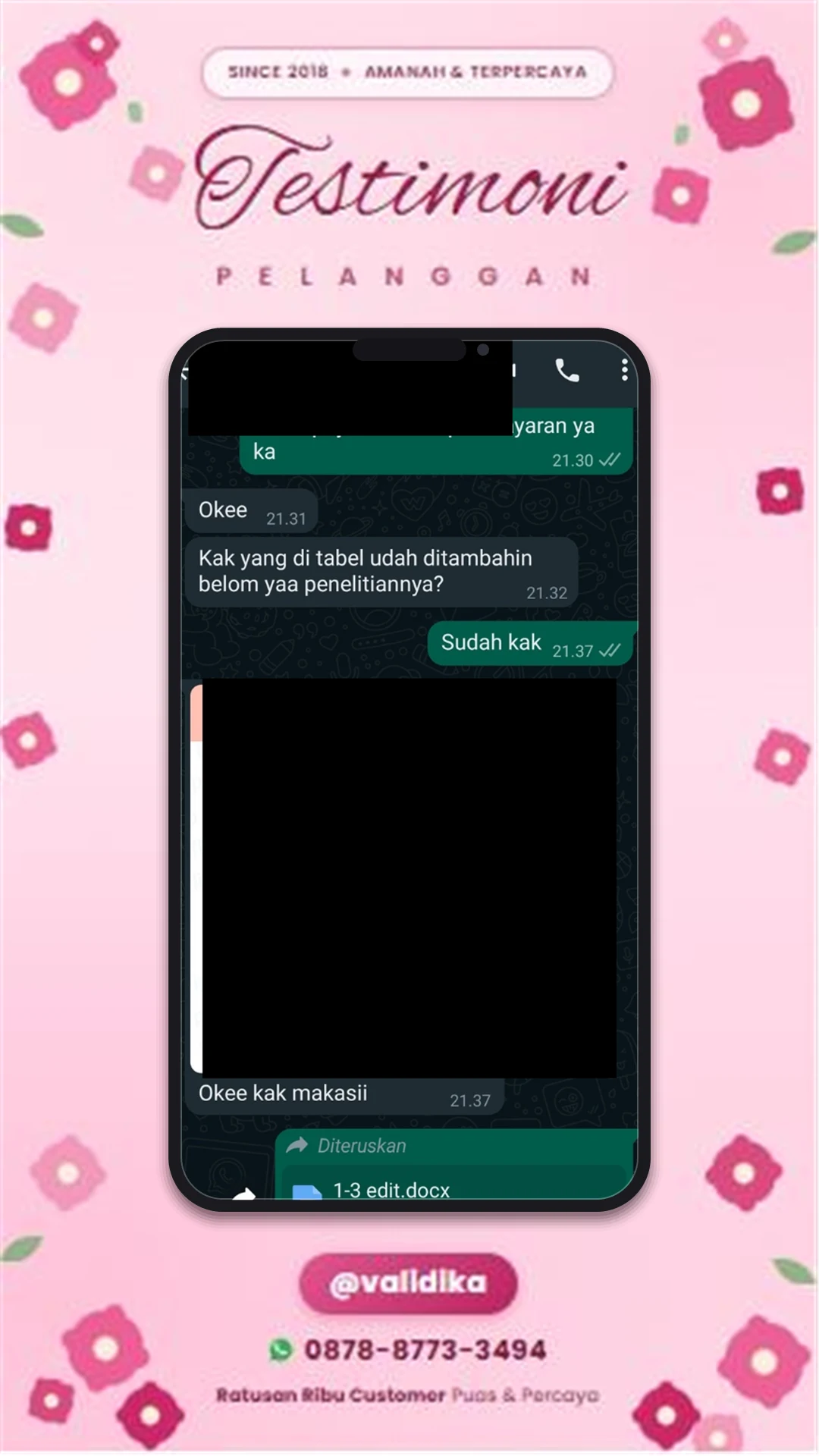 Bukti testimoni pelanggan