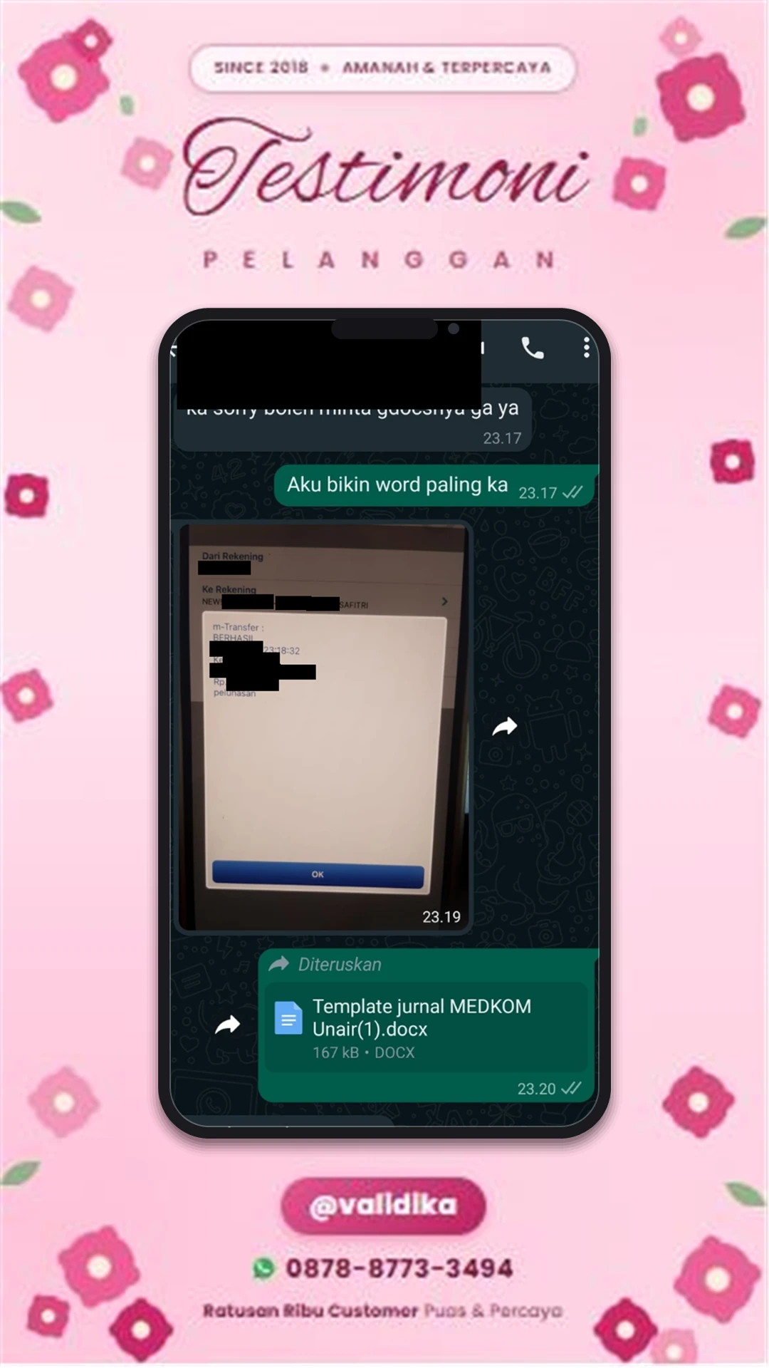 Bukti testimoni pelanggan