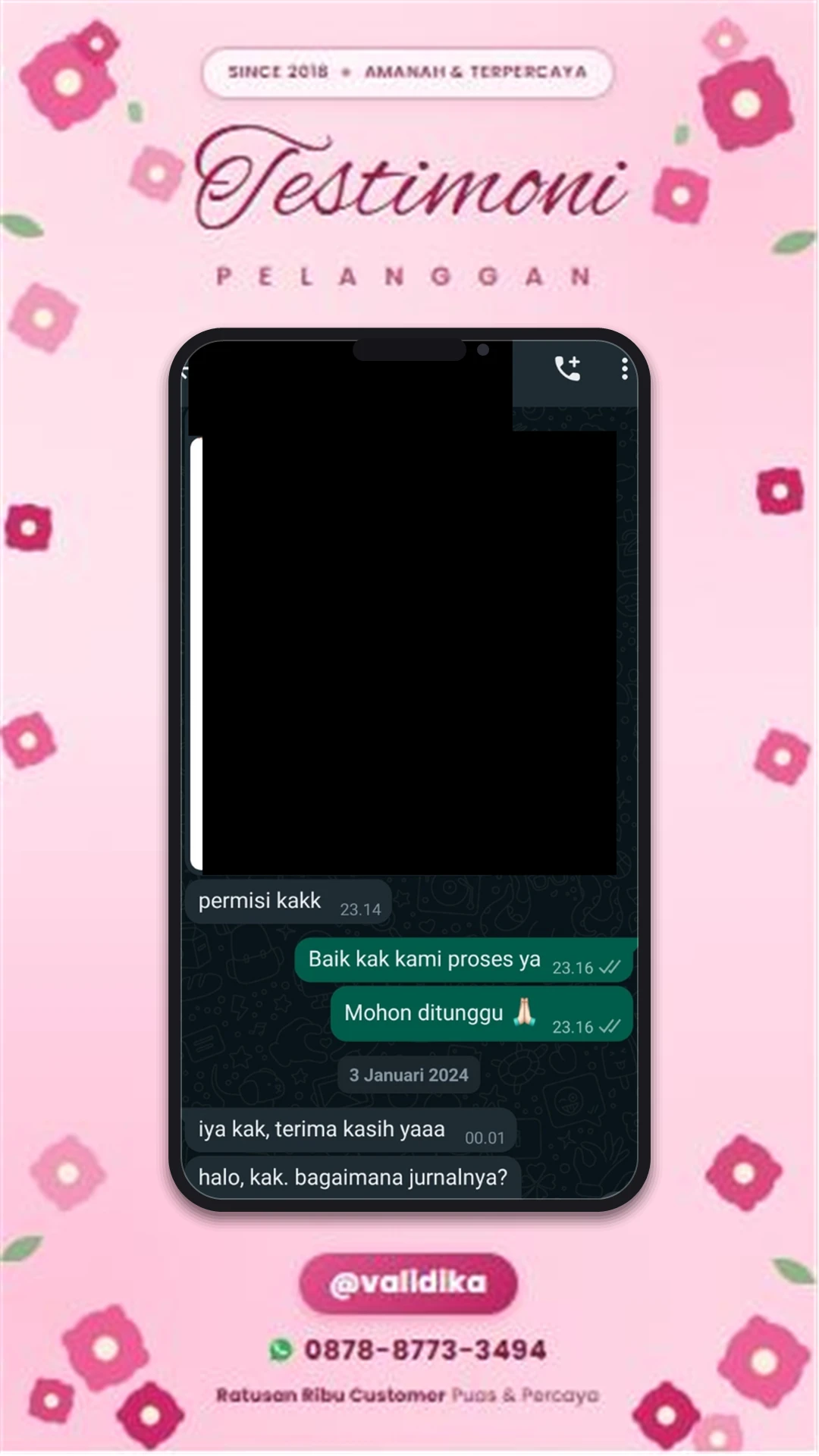 Bukti testimoni pelanggan