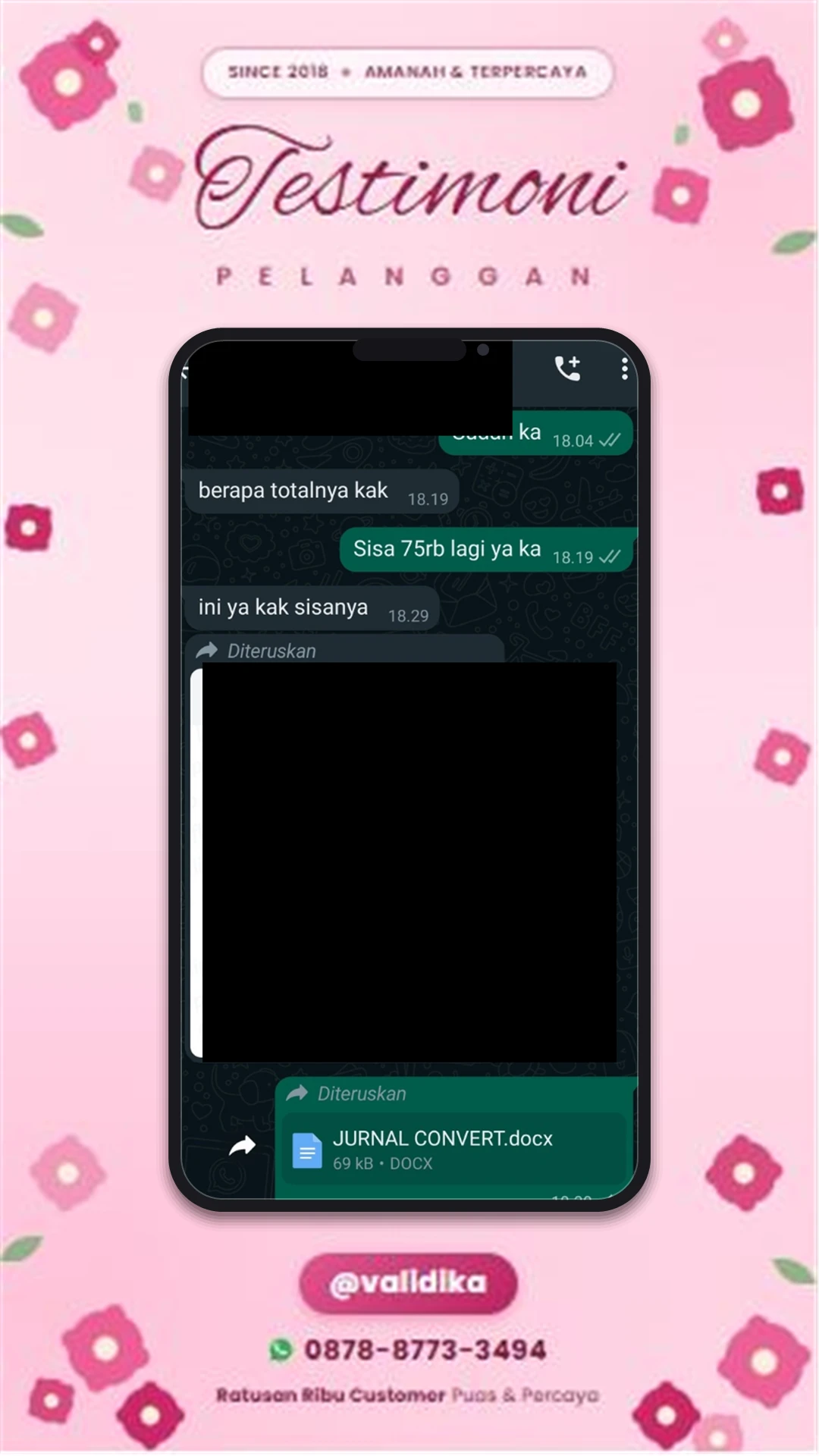 Bukti testimoni pelanggan