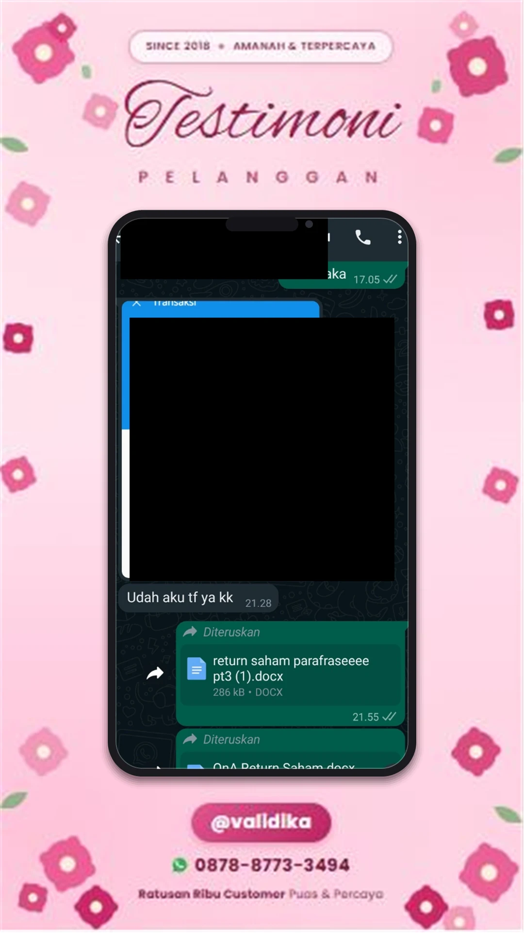 Bukti testimoni pelanggan