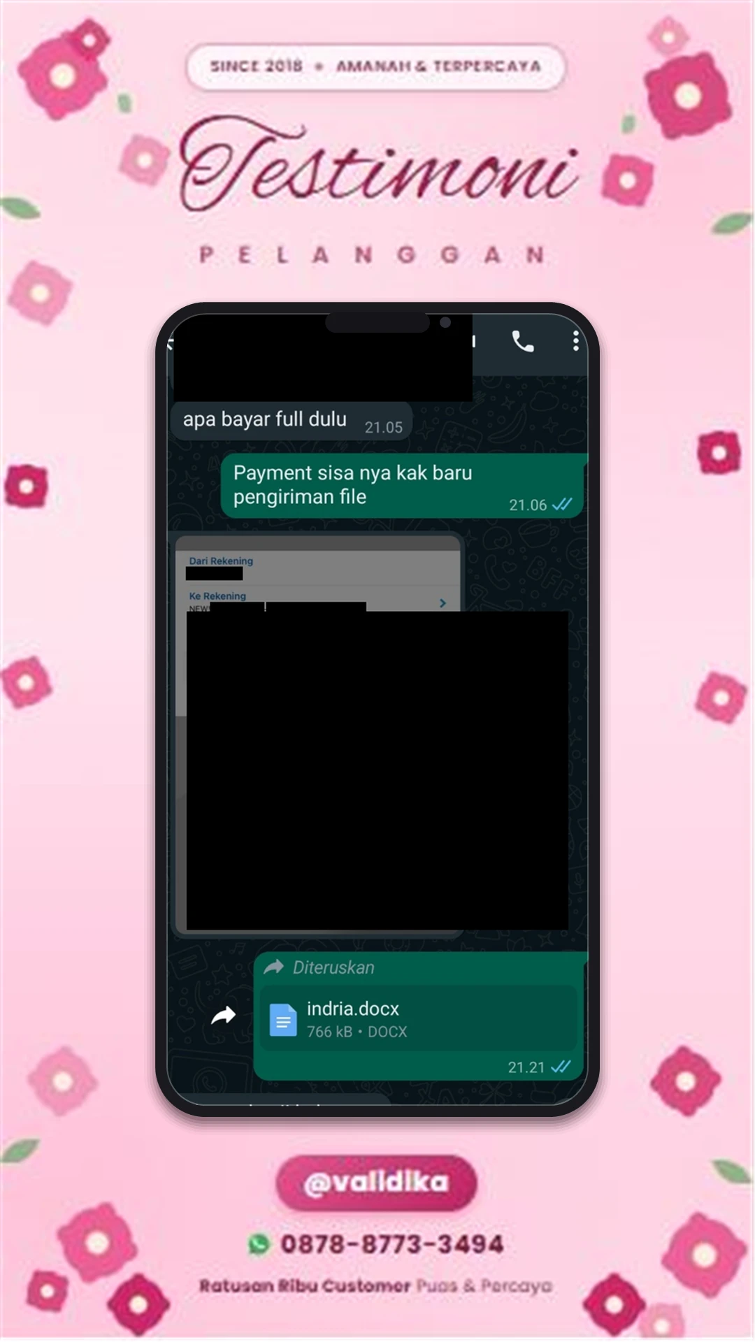 Bukti testimoni pelanggan