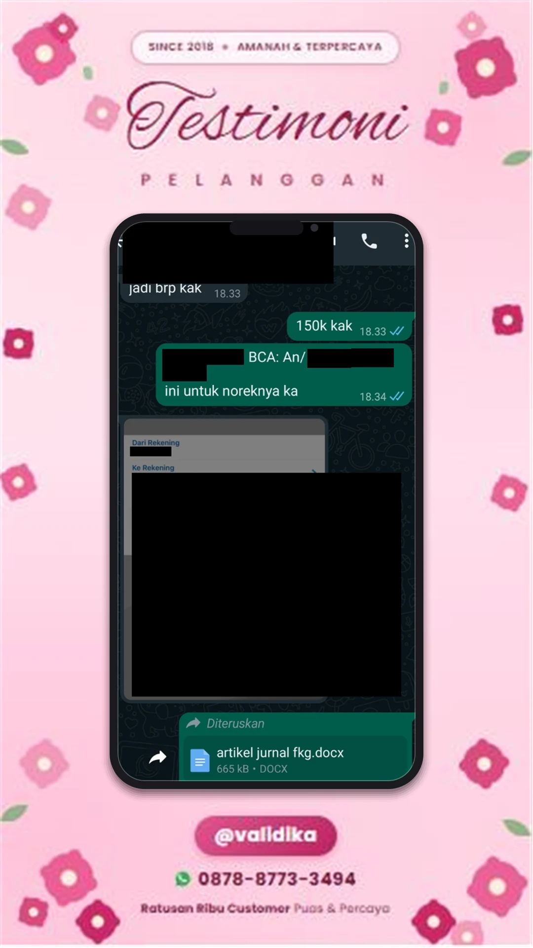 Bukti testimoni pelanggan