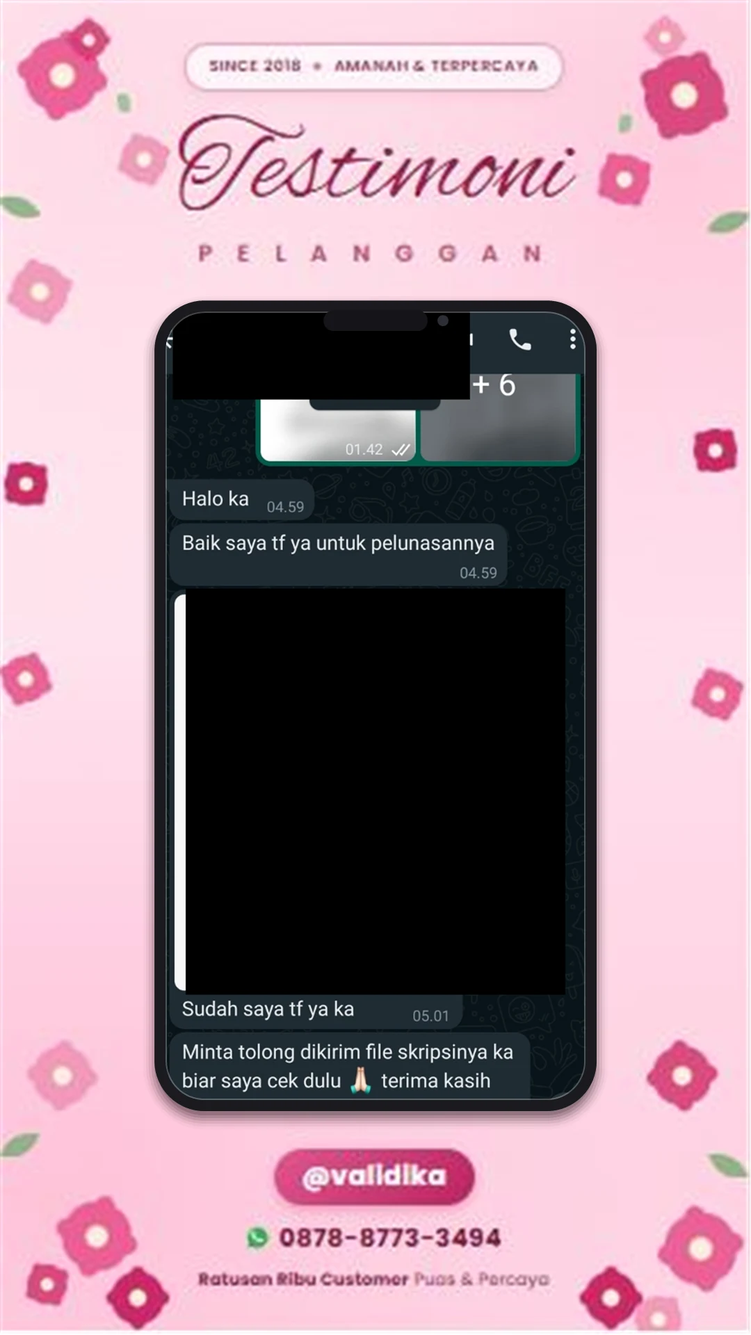 Bukti testimoni pelanggan