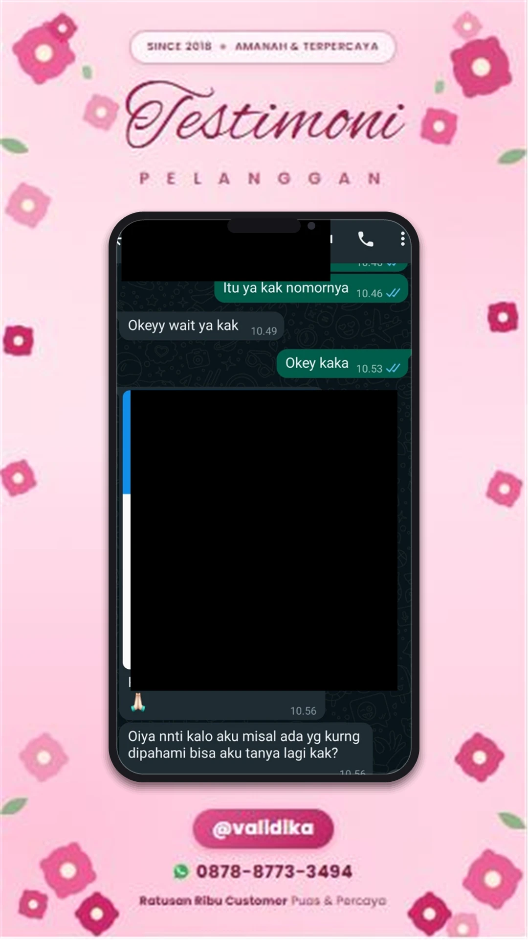 Bukti testimoni pelanggan
