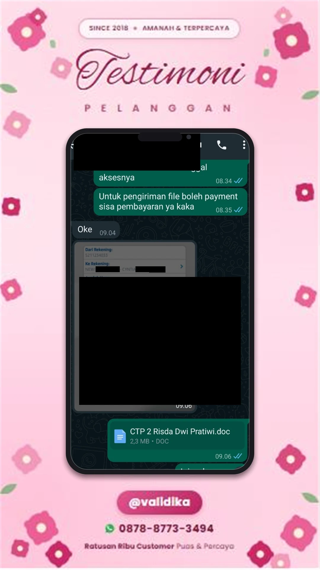 Bukti testimoni pelanggan