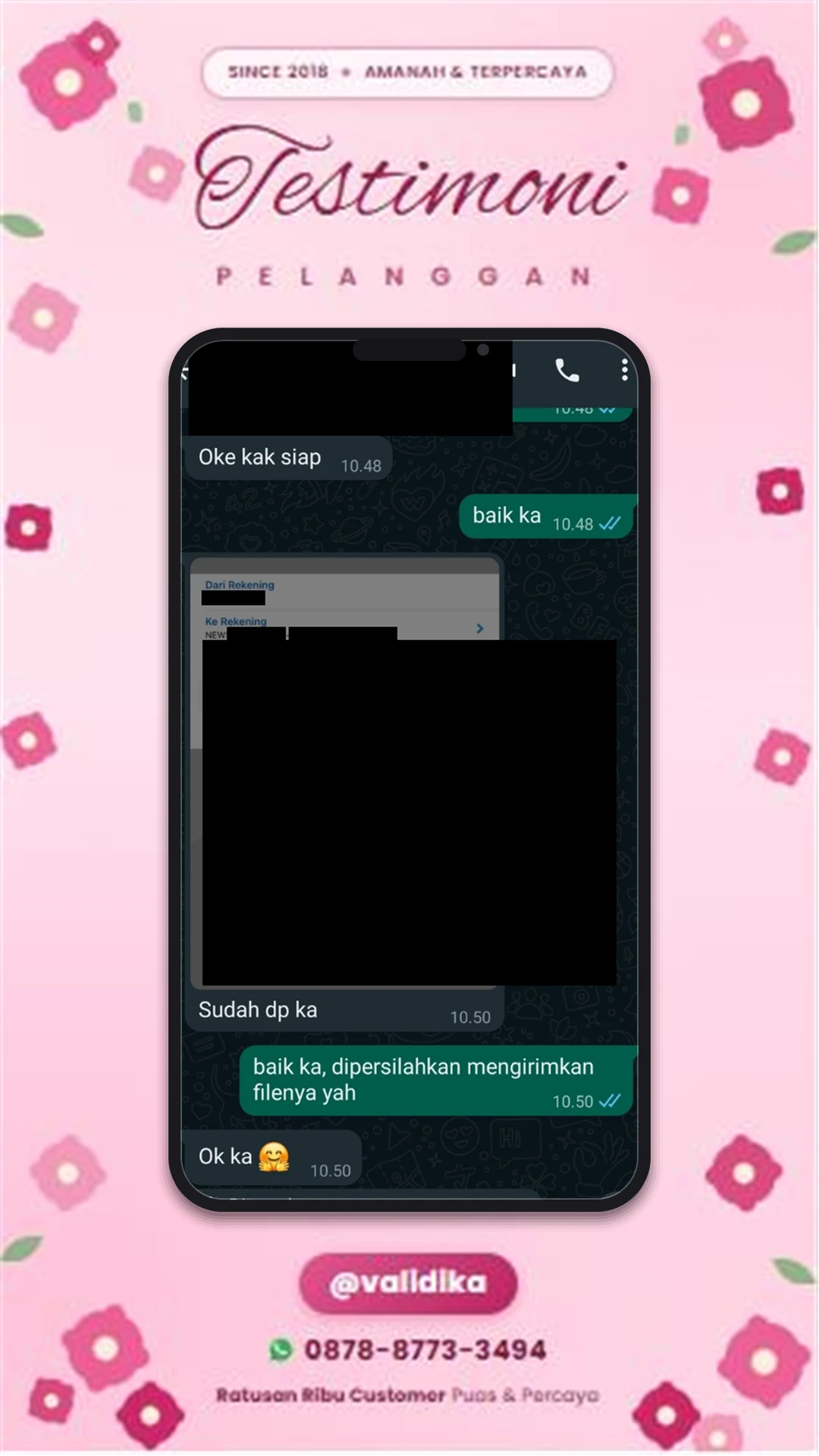 Bukti testimoni pelanggan