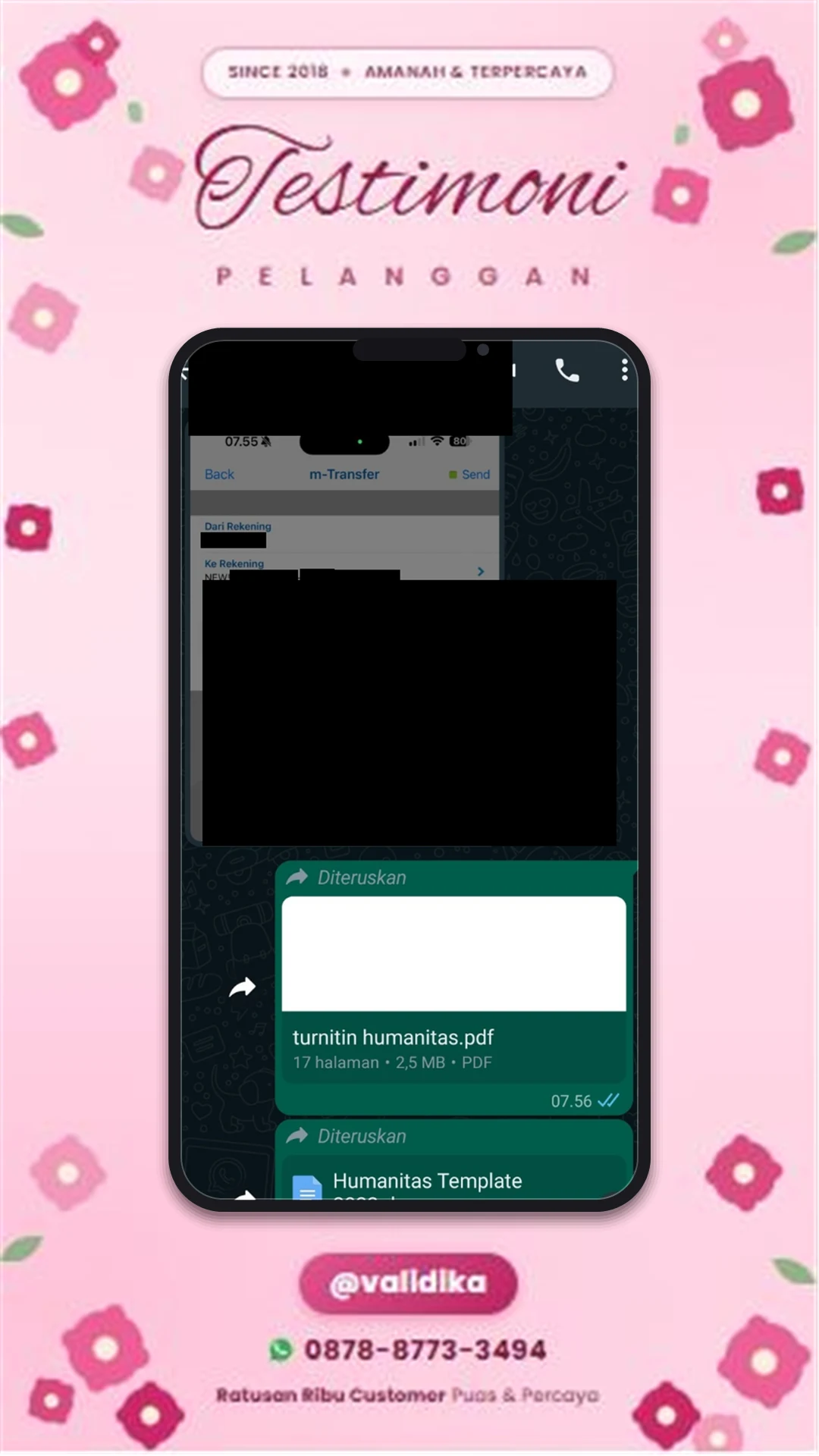Bukti testimoni pelanggan
