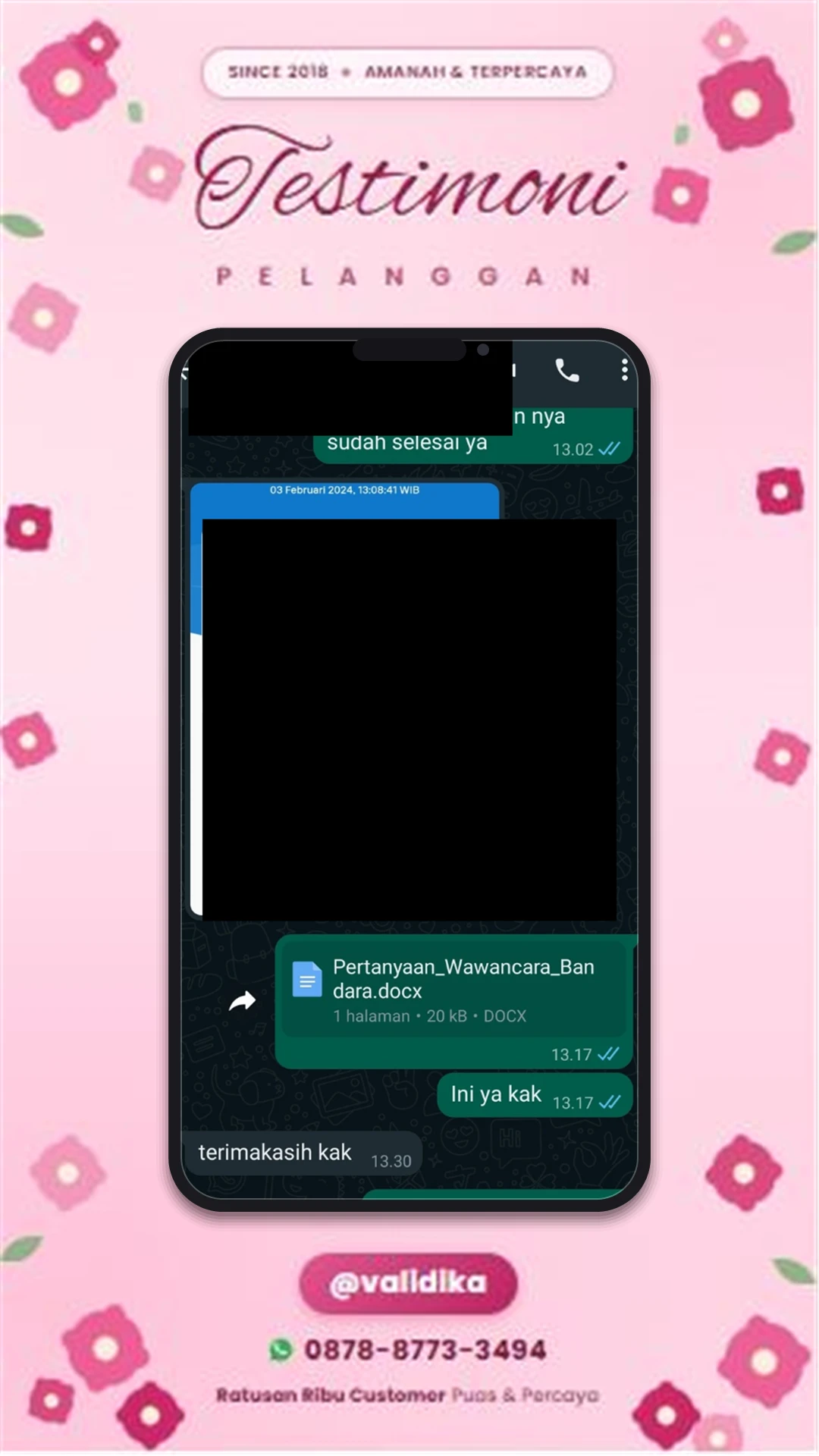 Bukti testimoni pelanggan