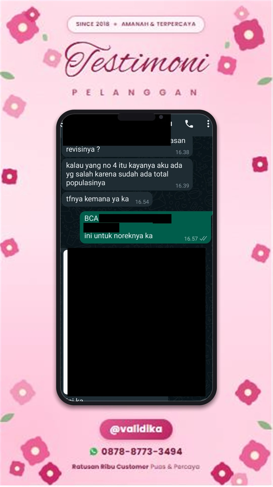 Bukti testimoni pelanggan