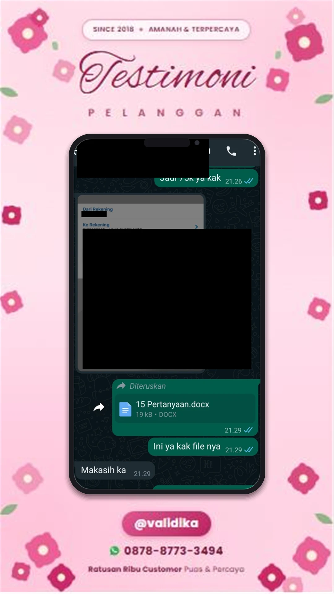 Bukti testimoni pelanggan