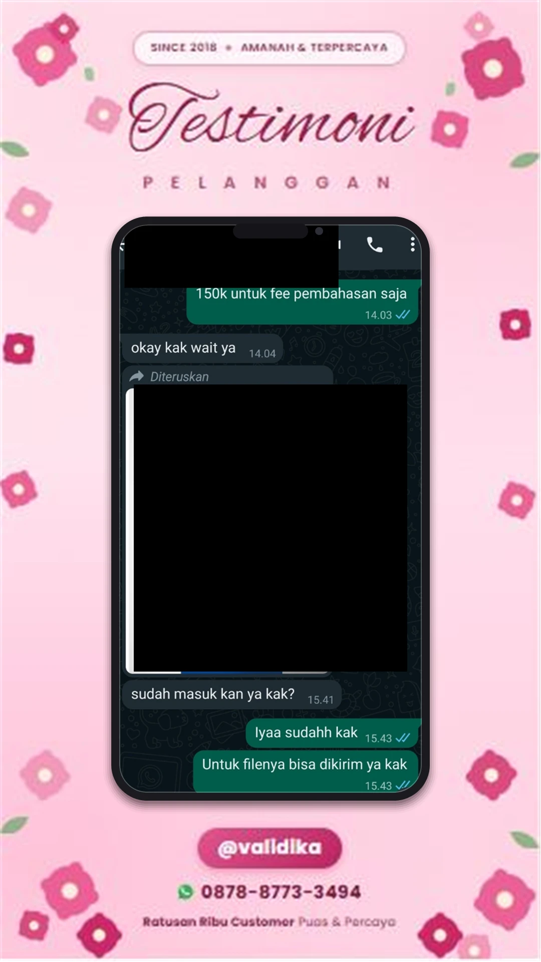 Bukti testimoni pelanggan