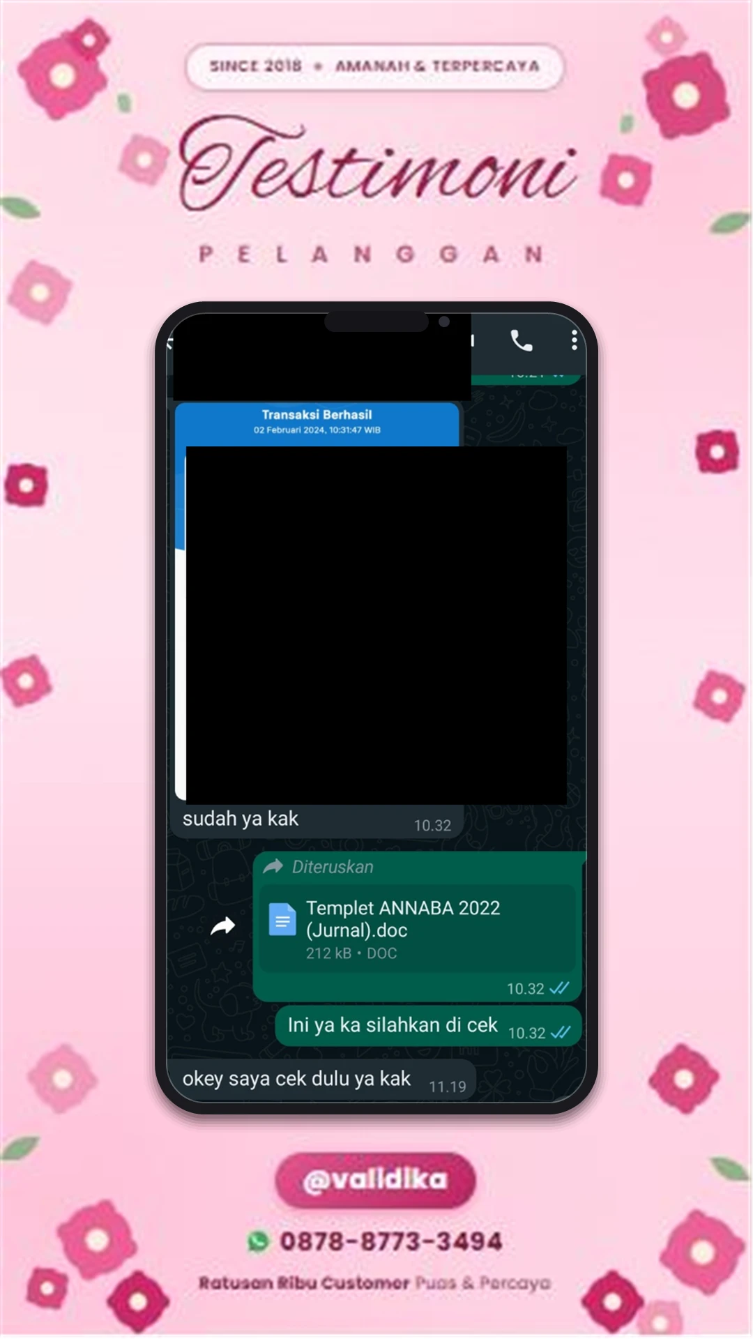 Bukti testimoni pelanggan