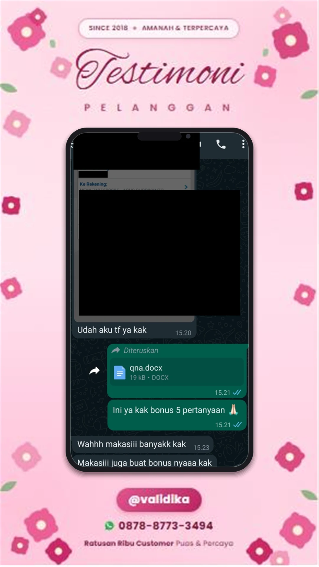 Bukti testimoni pelanggan