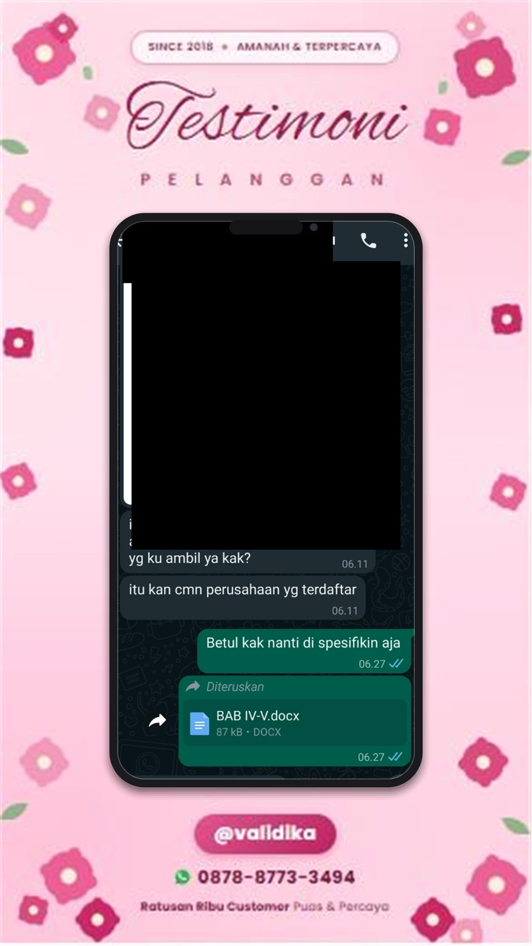 Bukti testimoni pelanggan