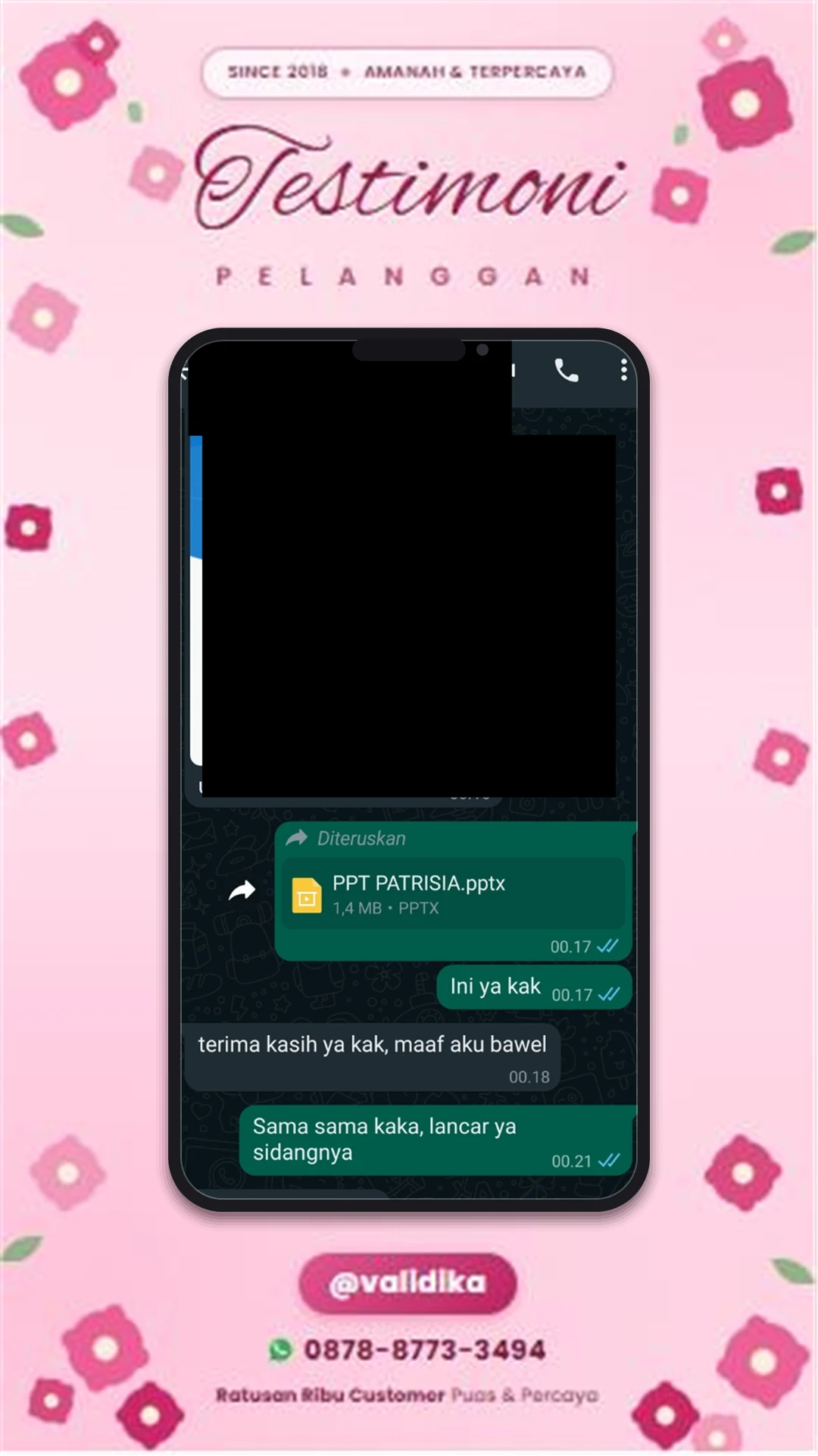 Bukti testimoni pelanggan