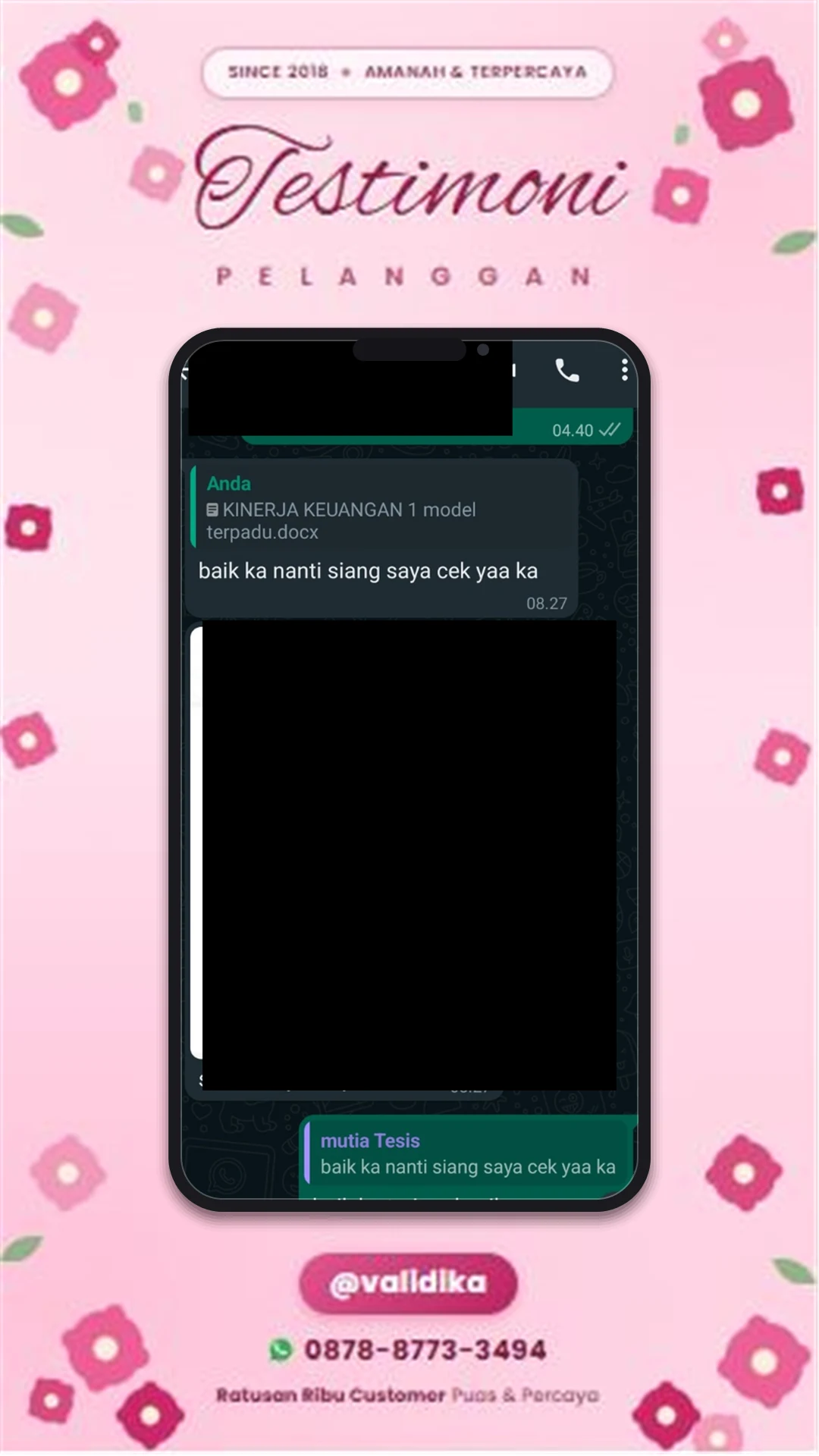 Bukti testimoni pelanggan