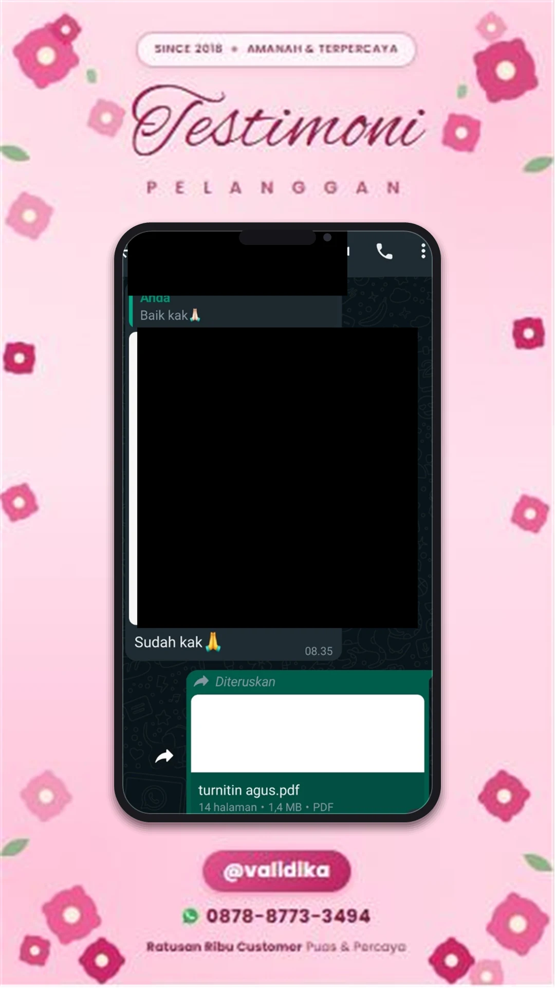 Bukti testimoni pelanggan