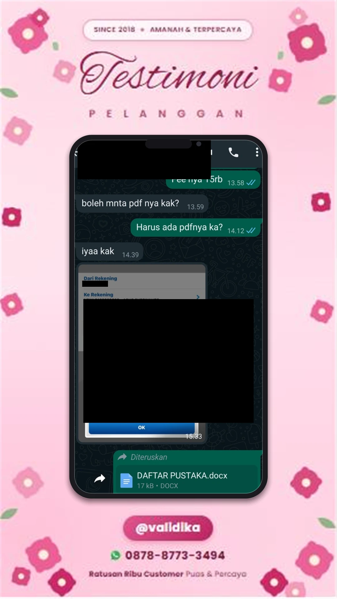 Bukti testimoni pelanggan