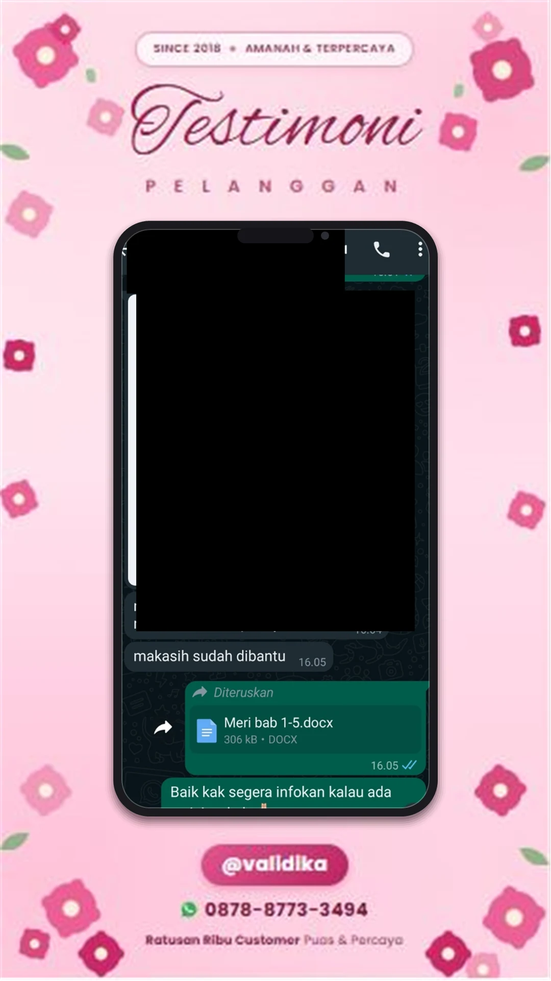 Bukti testimoni pelanggan