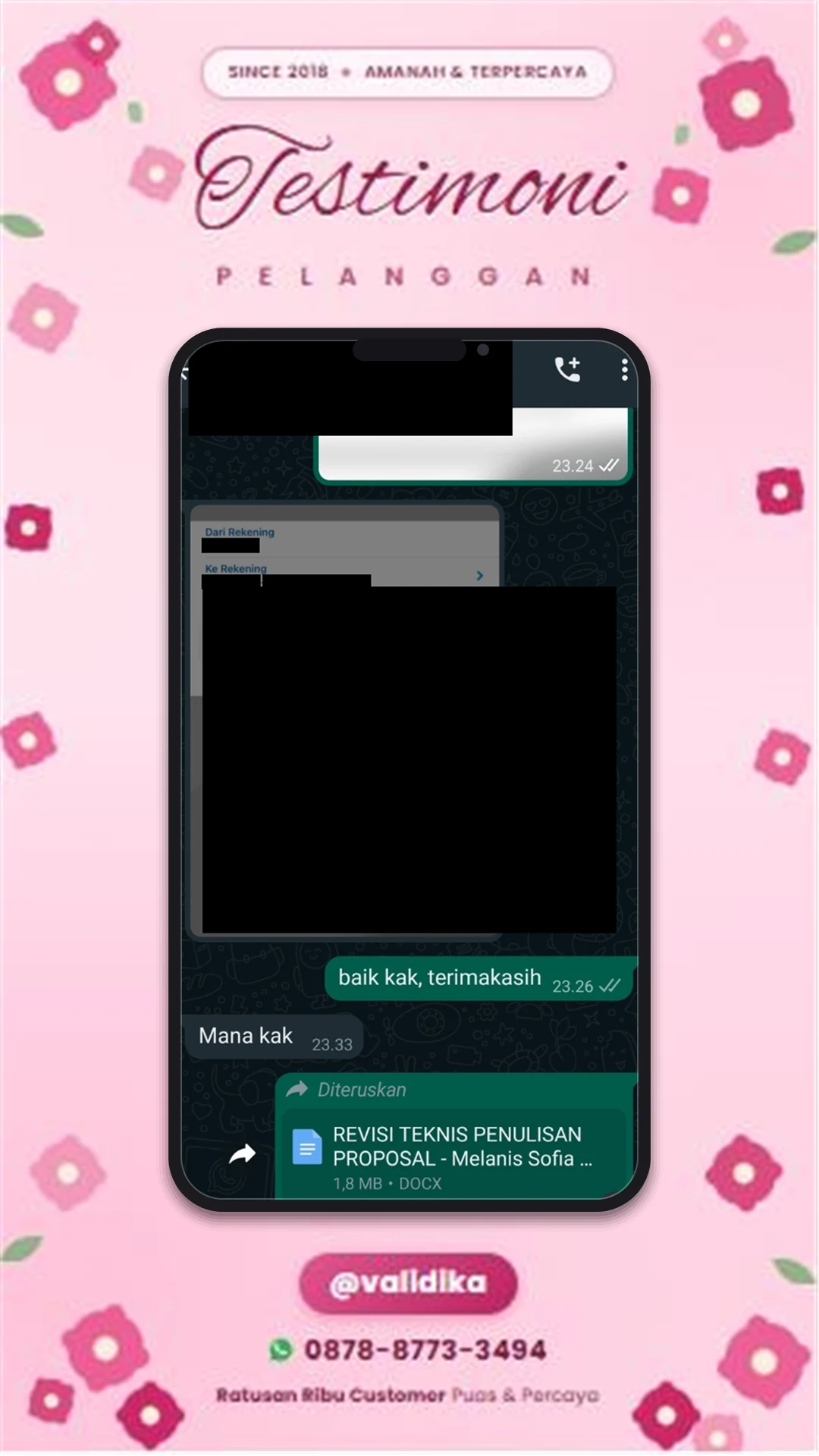 Bukti testimoni pelanggan