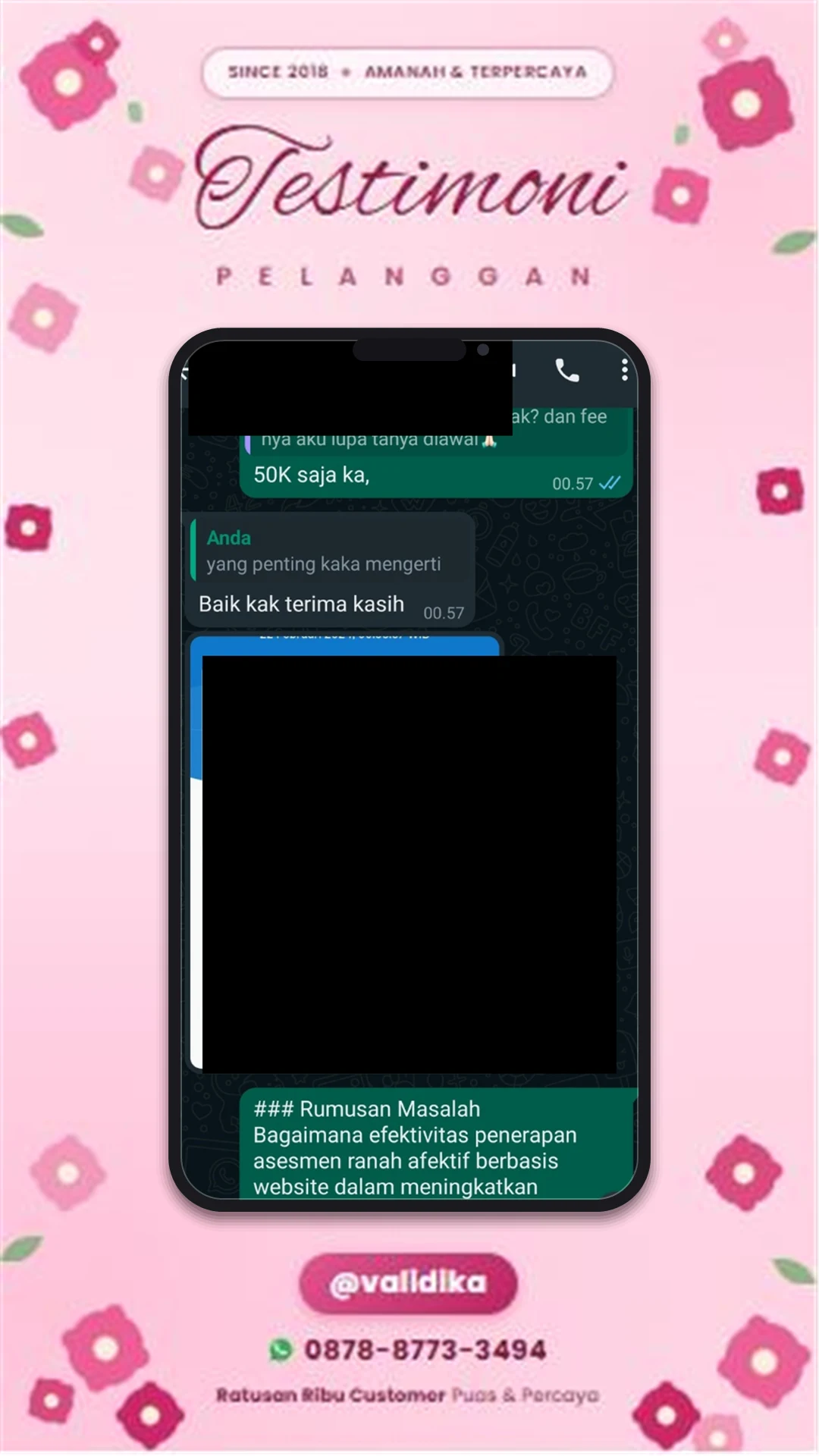 Bukti testimoni pelanggan