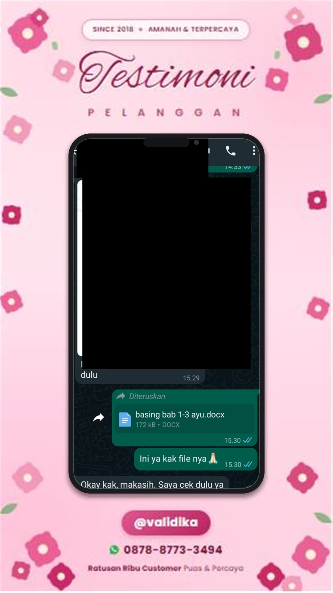 Bukti testimoni pelanggan