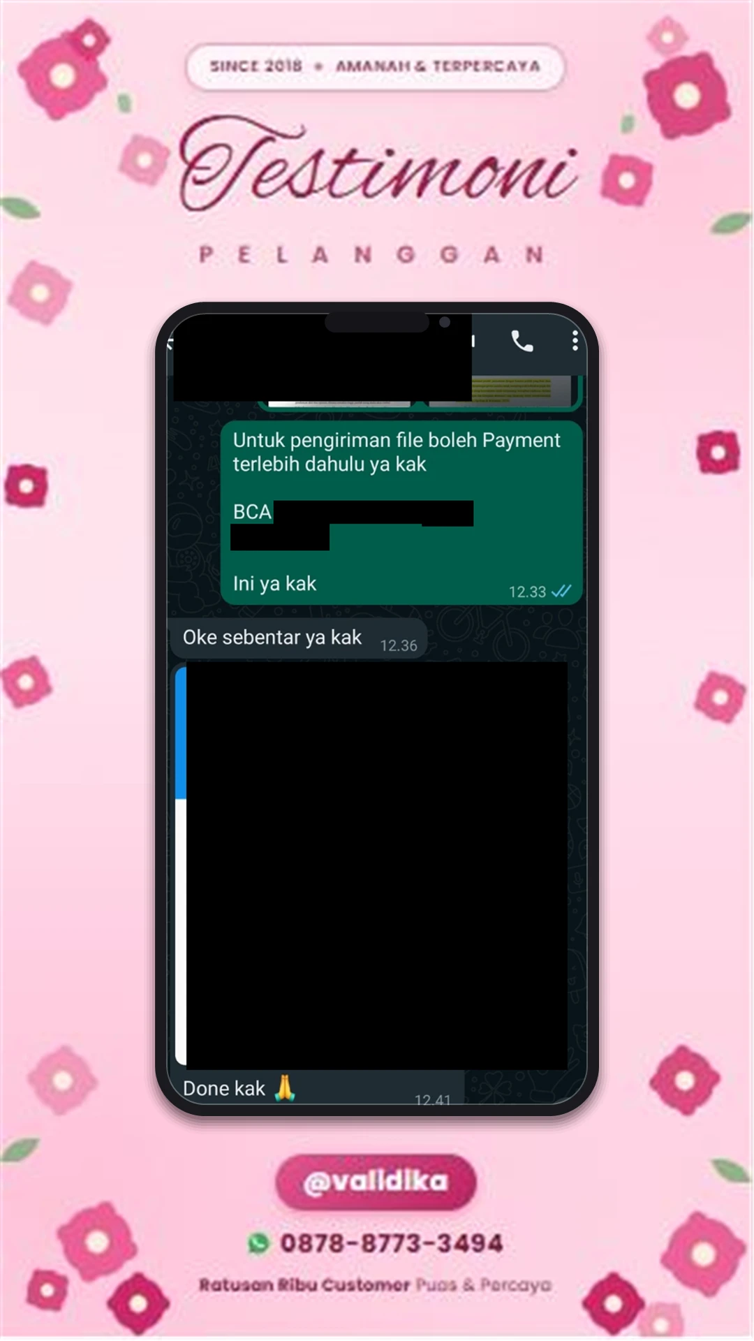 Bukti testimoni pelanggan