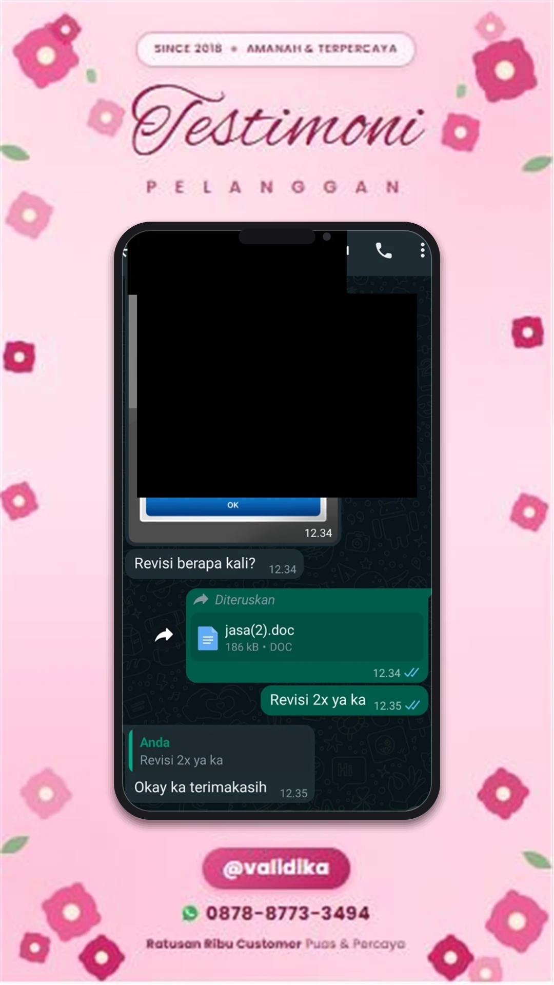 Bukti testimoni pelanggan