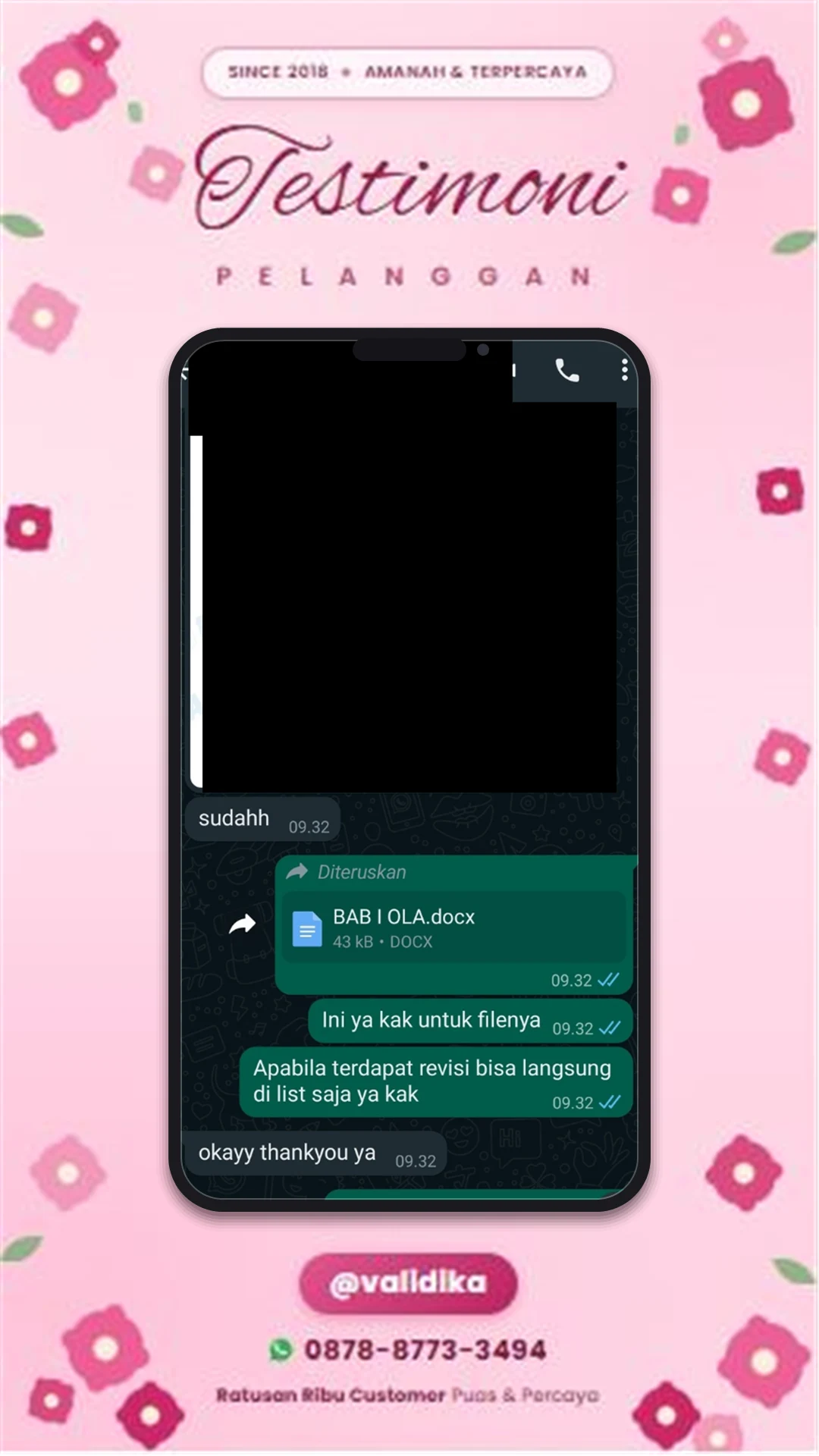 Bukti testimoni pelanggan