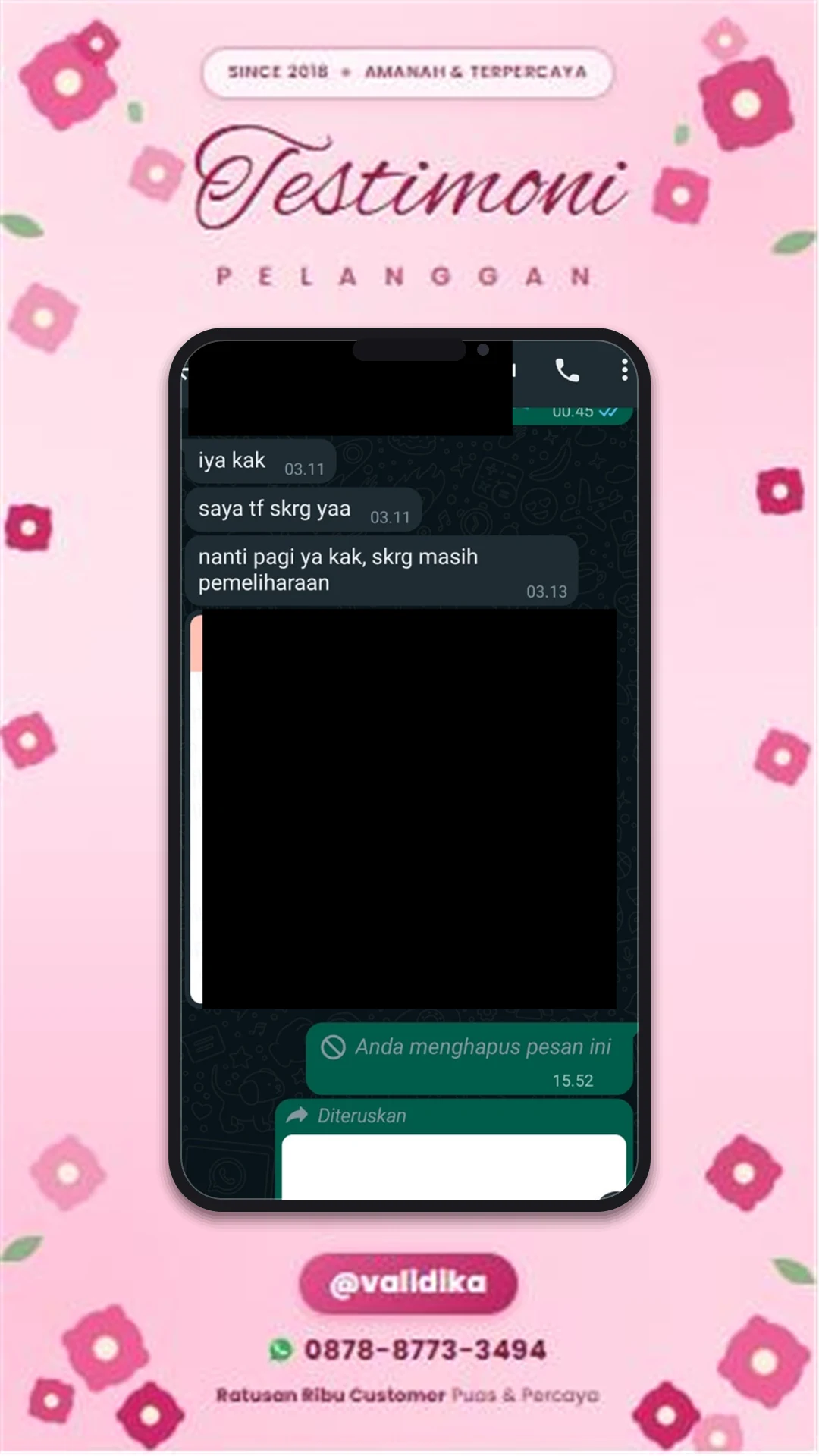 Bukti testimoni pelanggan