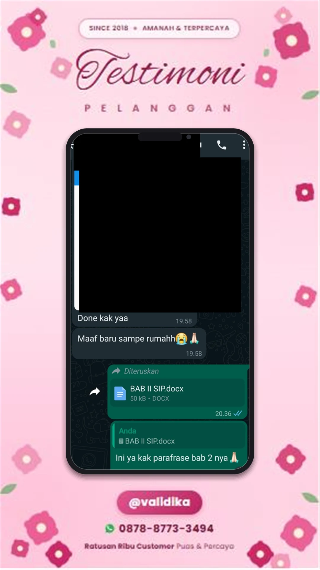 Bukti testimoni pelanggan