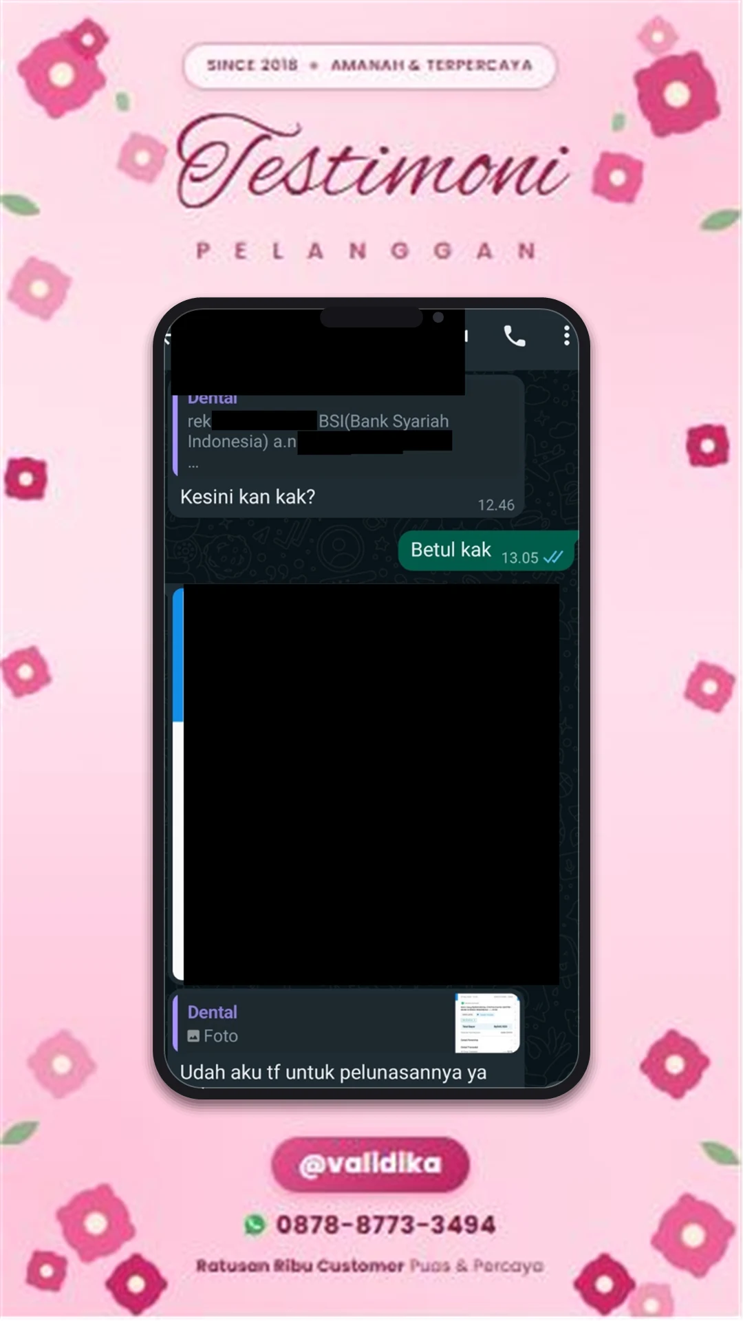 Bukti testimoni pelanggan