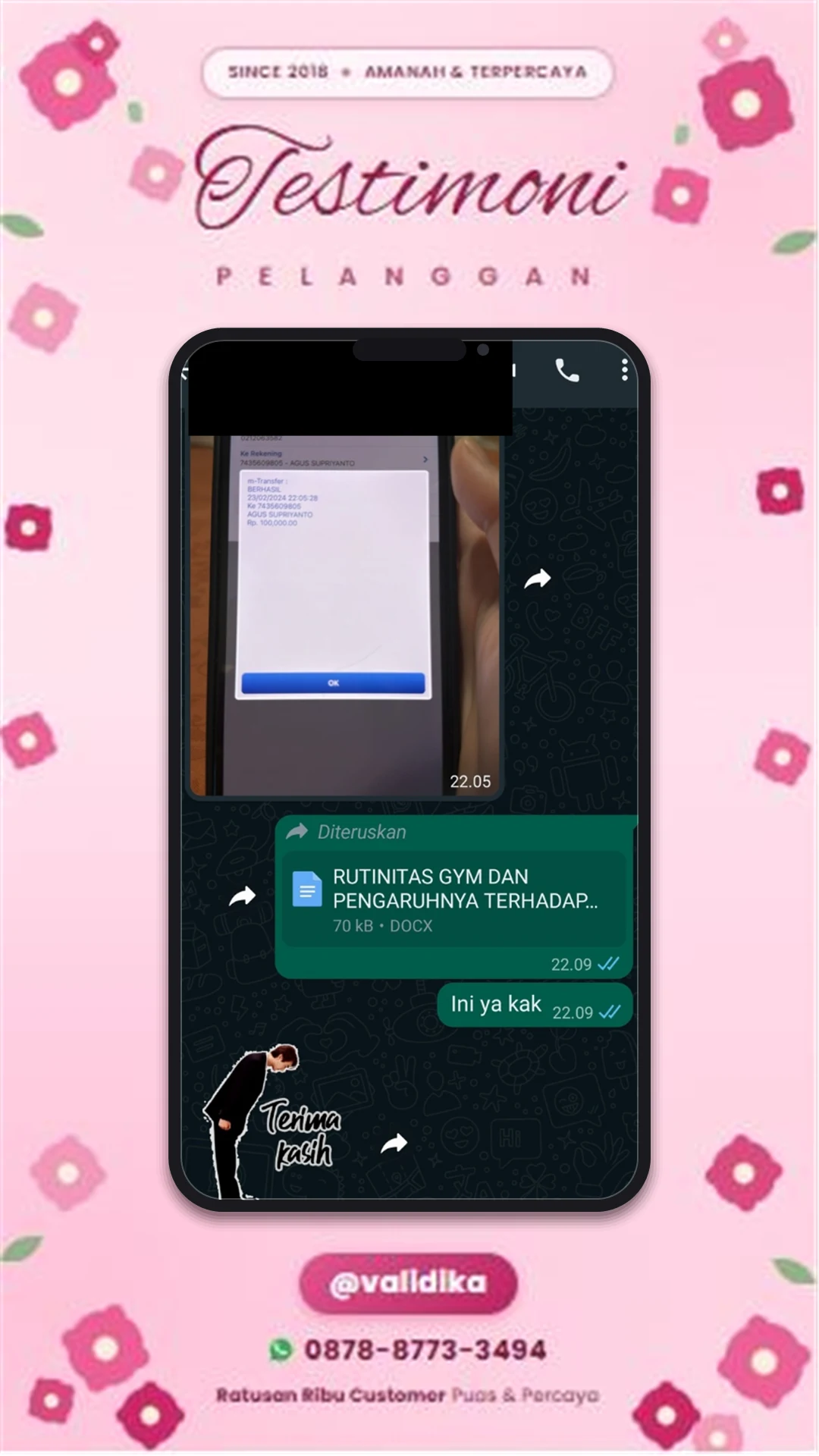 Bukti testimoni pelanggan