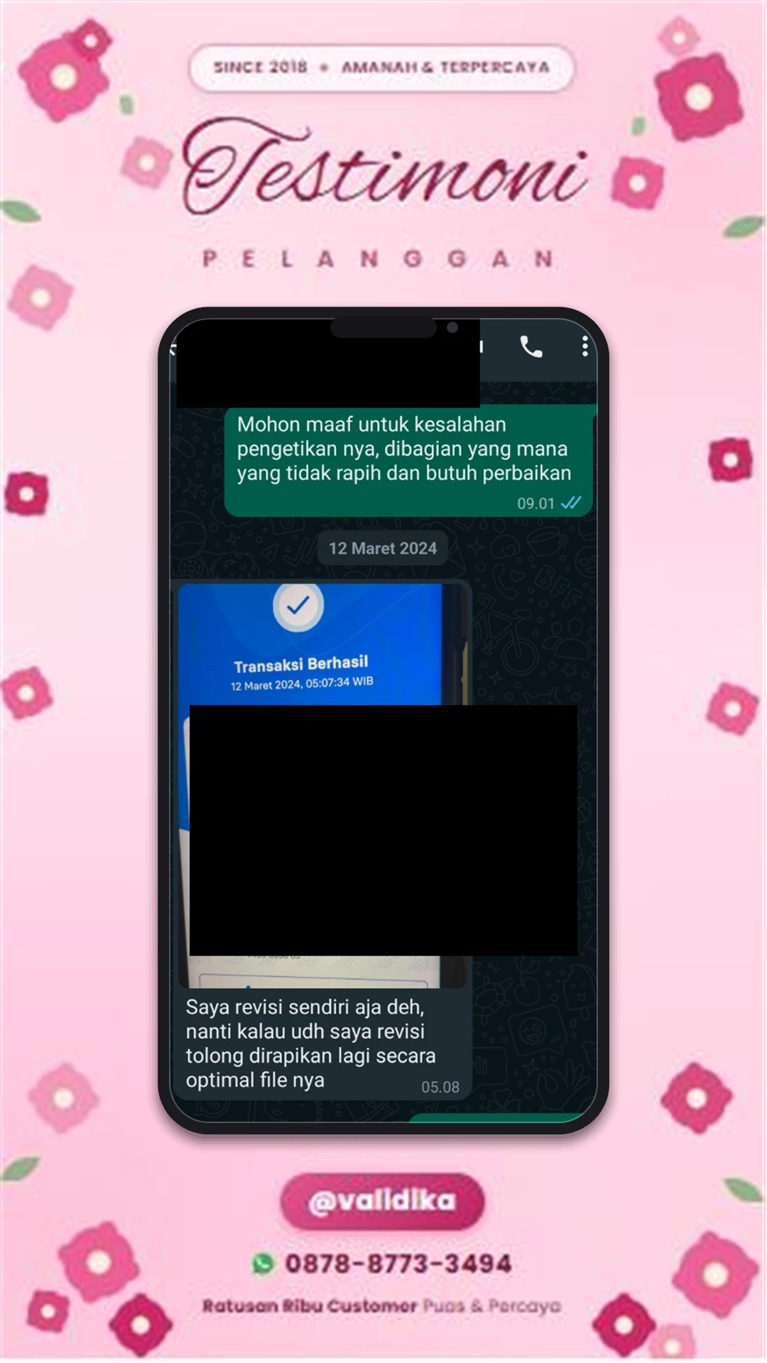 Bukti testimoni pelanggan